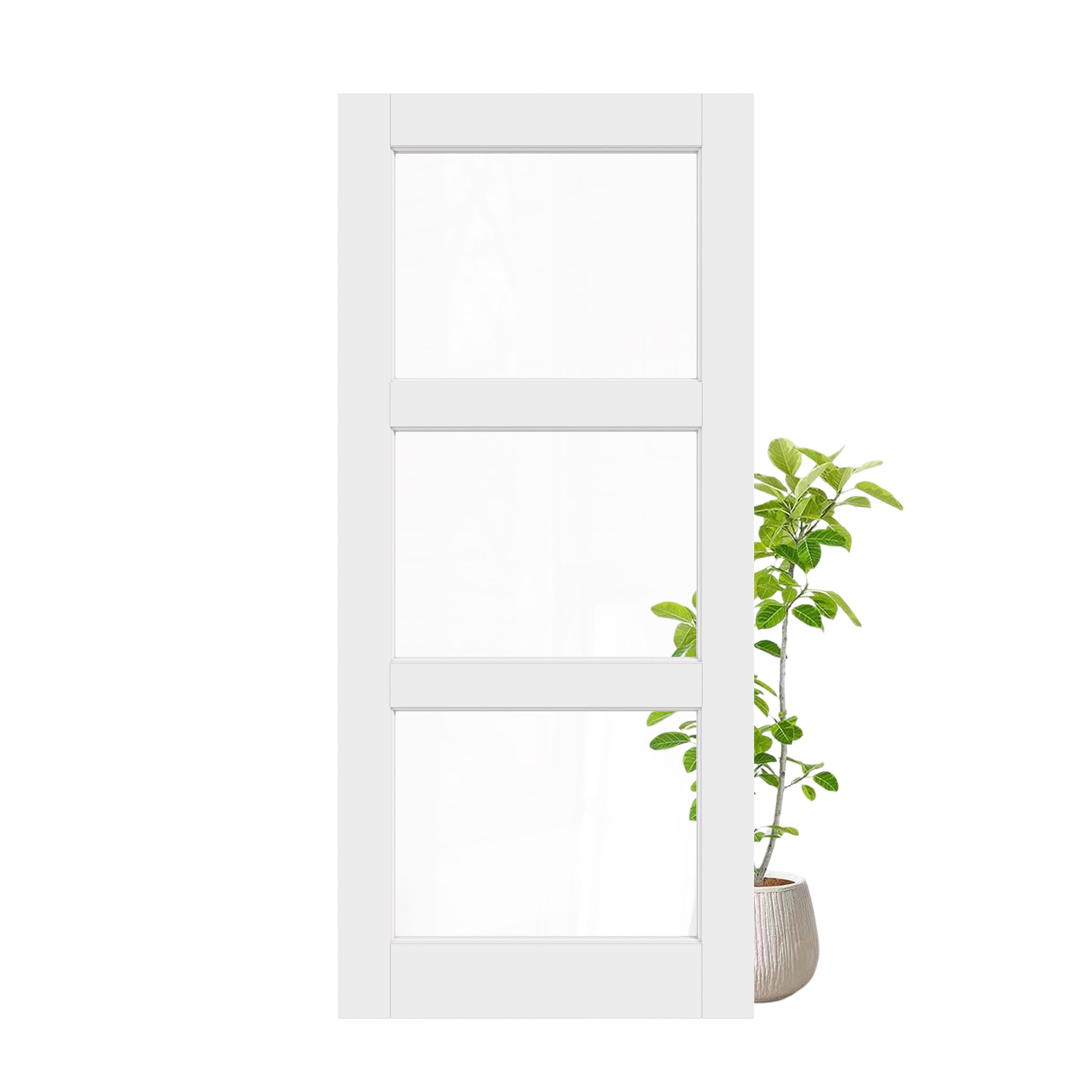 Ark Design 3-Lite Clear Glass Door Slab Prefinished & Paintable Surface, with/without Prehung Kit, White