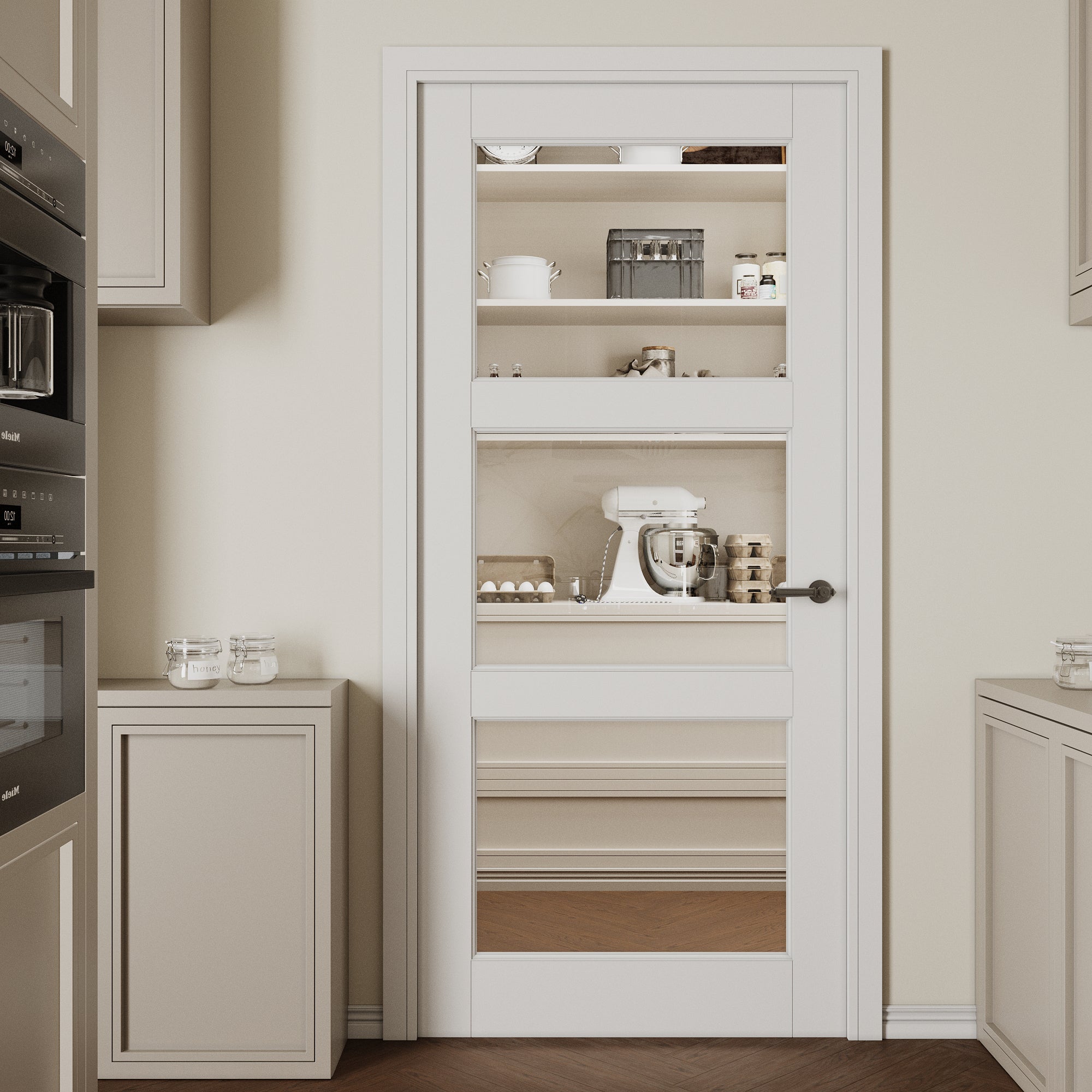 Ark Design 3-Lite Clear Glass Door Slab Prefinished & Paintable Surface, with/without Prehung Kit, White
