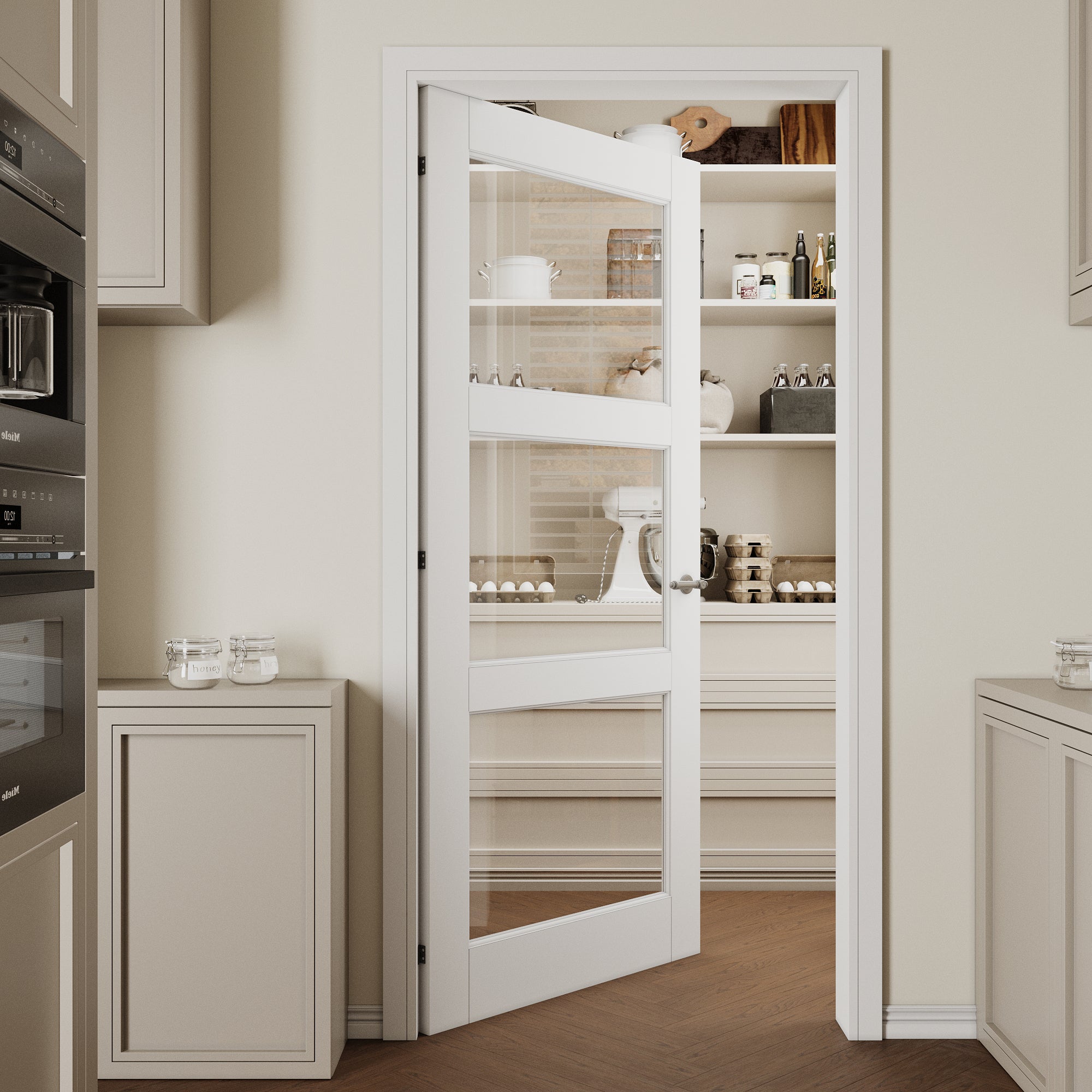Ark Design 3-Lite Clear Glass Door Slab Prefinished & Paintable Surface, with/without Prehung Kit, White
