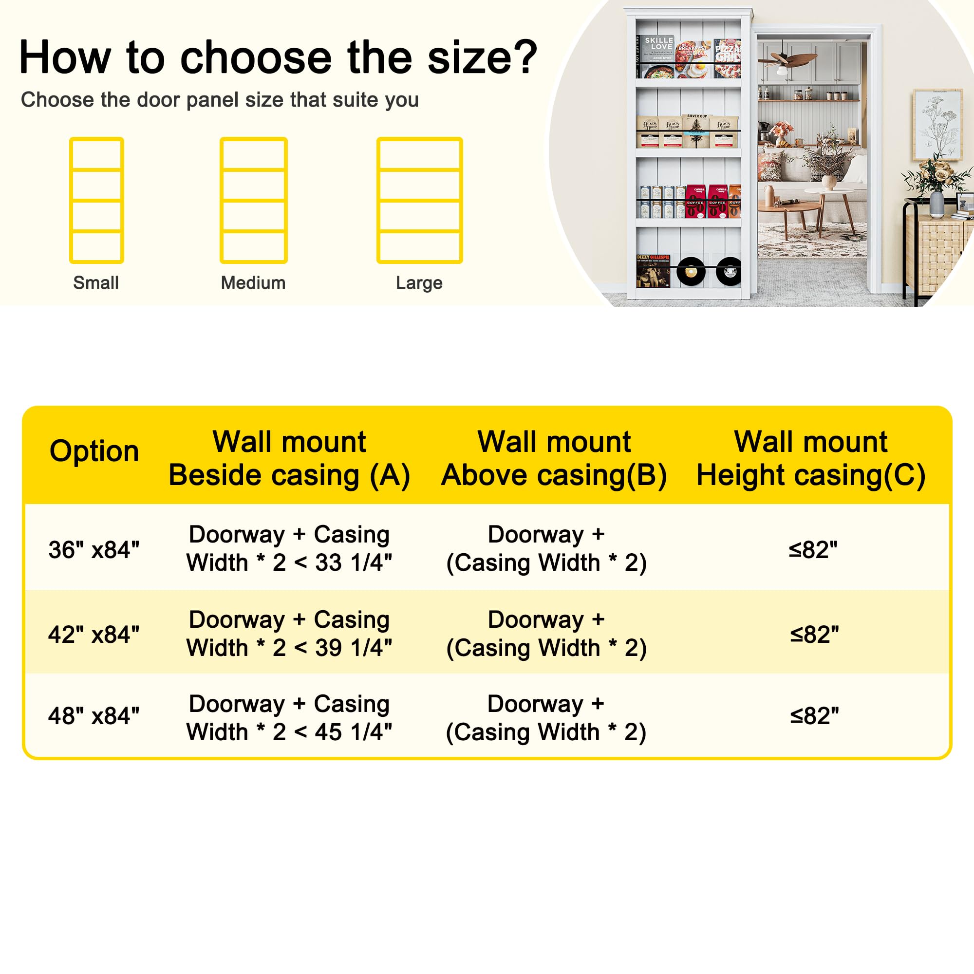 Ark Design Ghost Sliding Barn Door and Hardware Kit & Soft Close, 4 Shelves Concealed Barn Door, Composite MDF Hidden Doors, White Primed, Assembly Required