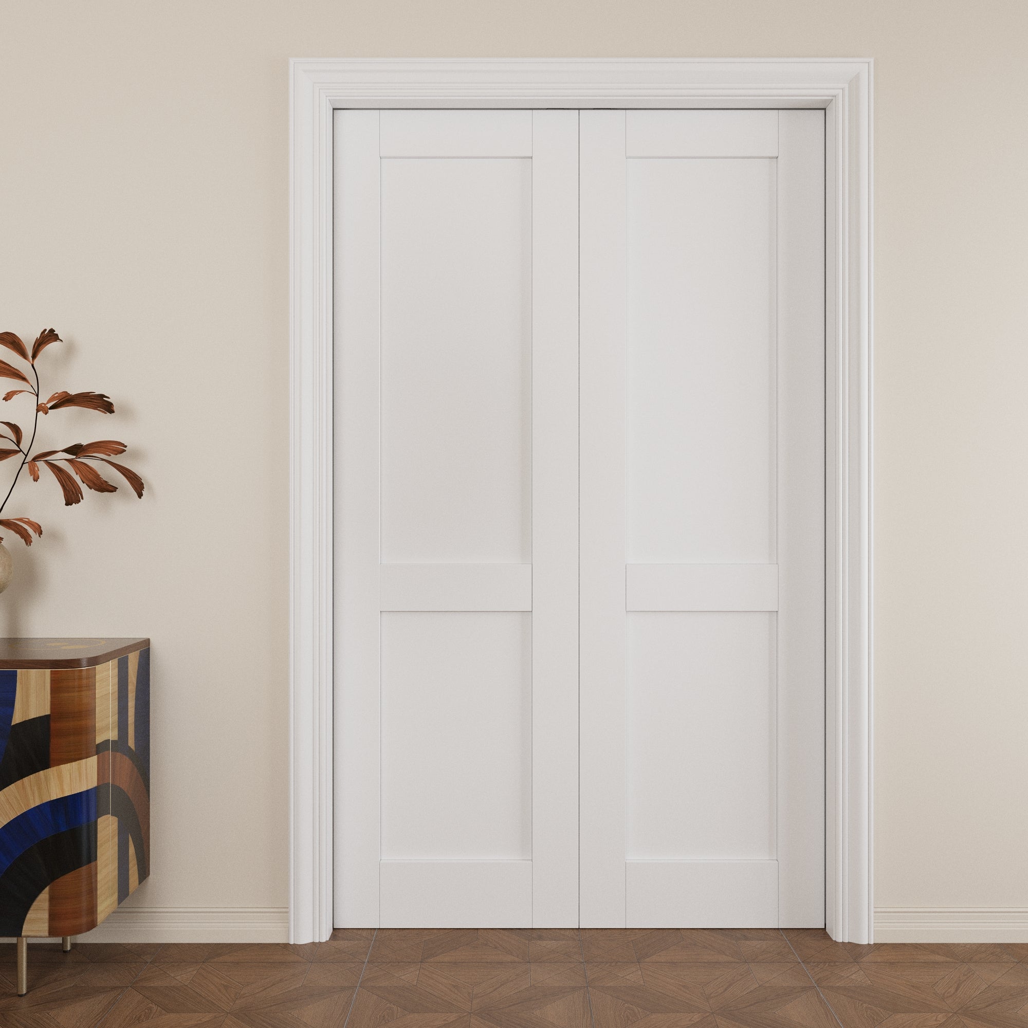 Ark Design 2 lite Panel Pocket Door with Hardware Kit & Soft Close & Frame, Solid Core MDF Wood & Paint-grade Finished, White