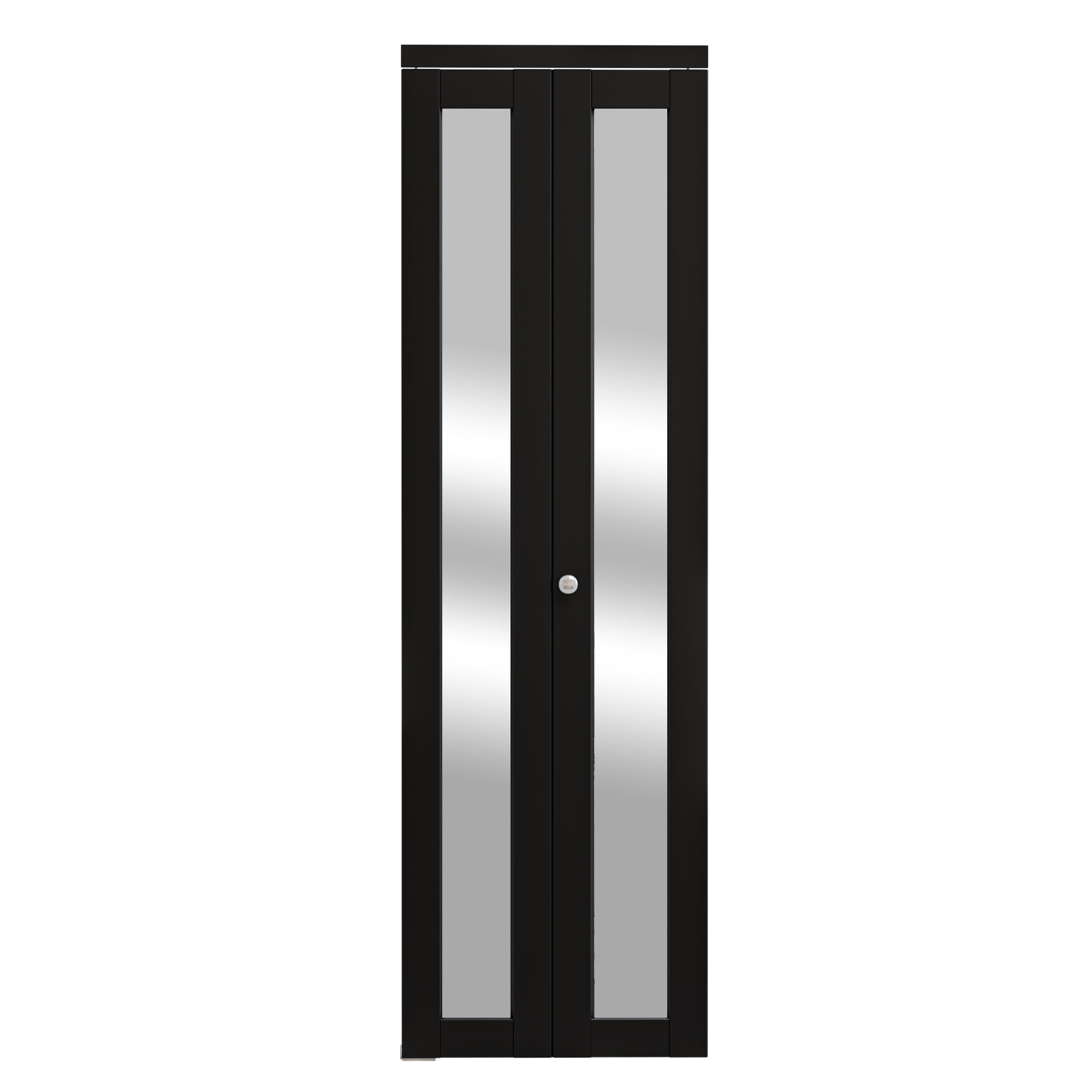 Ark Design 1-Lite Black Mirror Bifold Door with Hardware Kit & Knob, Solid Core MDF Wood & PVC Covered Finished