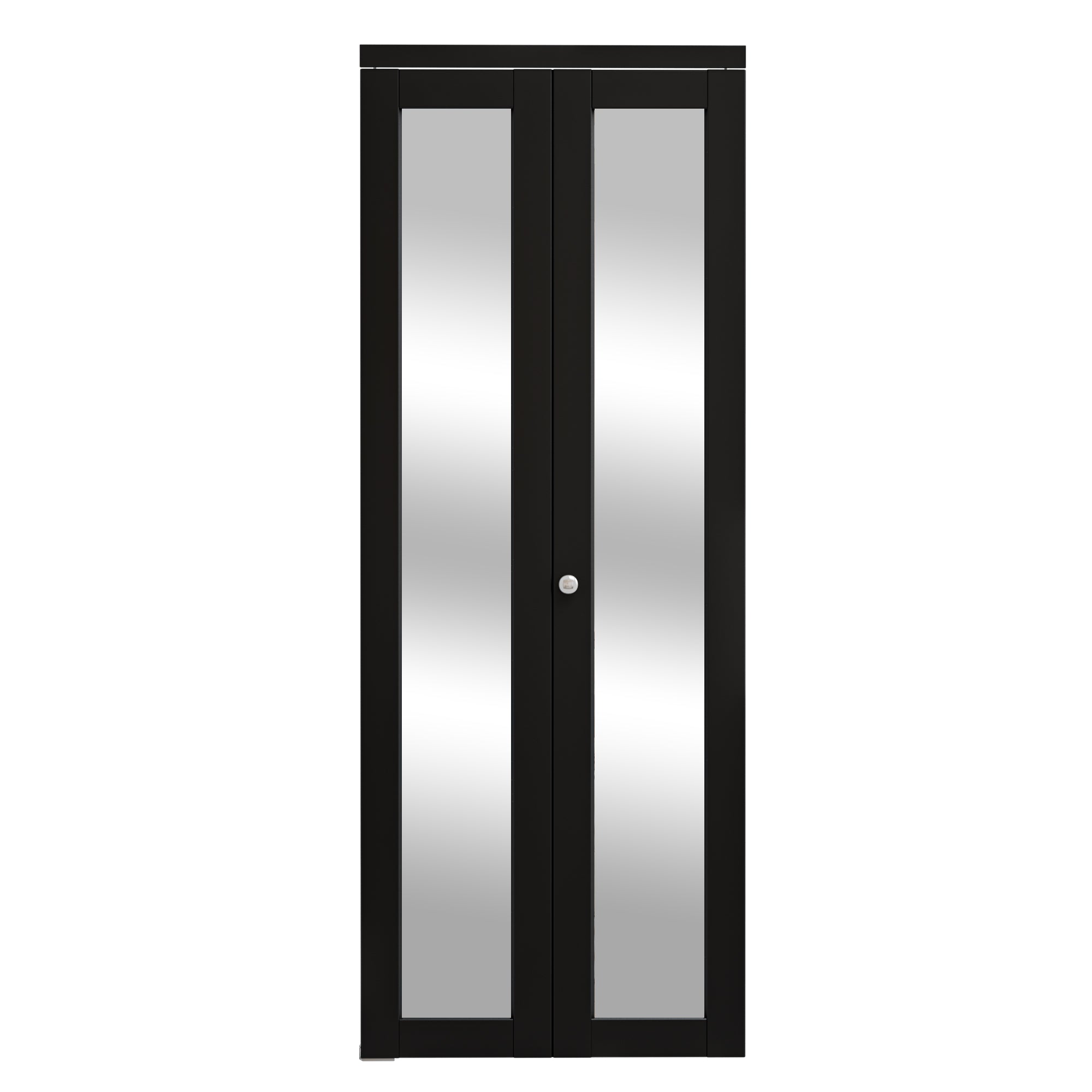Ark Design 1-Lite Black Mirror Bifold Door with Hardware Kit & Knob, Solid Core MDF Wood & PVC Covered Finished