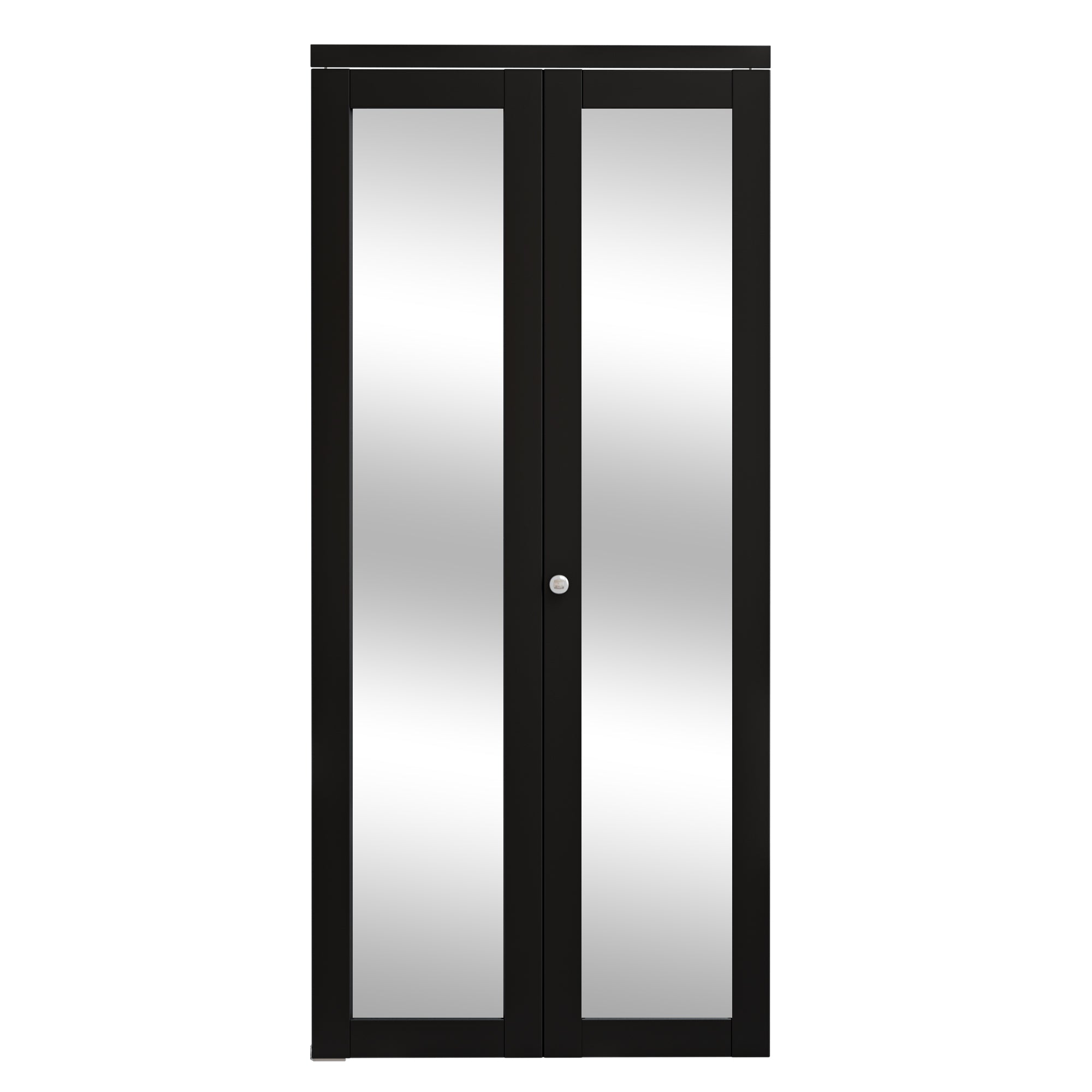 Ark Design 1-Lite Black Mirror Bifold Door with Hardware Kit & Knob, Solid Core MDF Wood & PVC Covered Finished