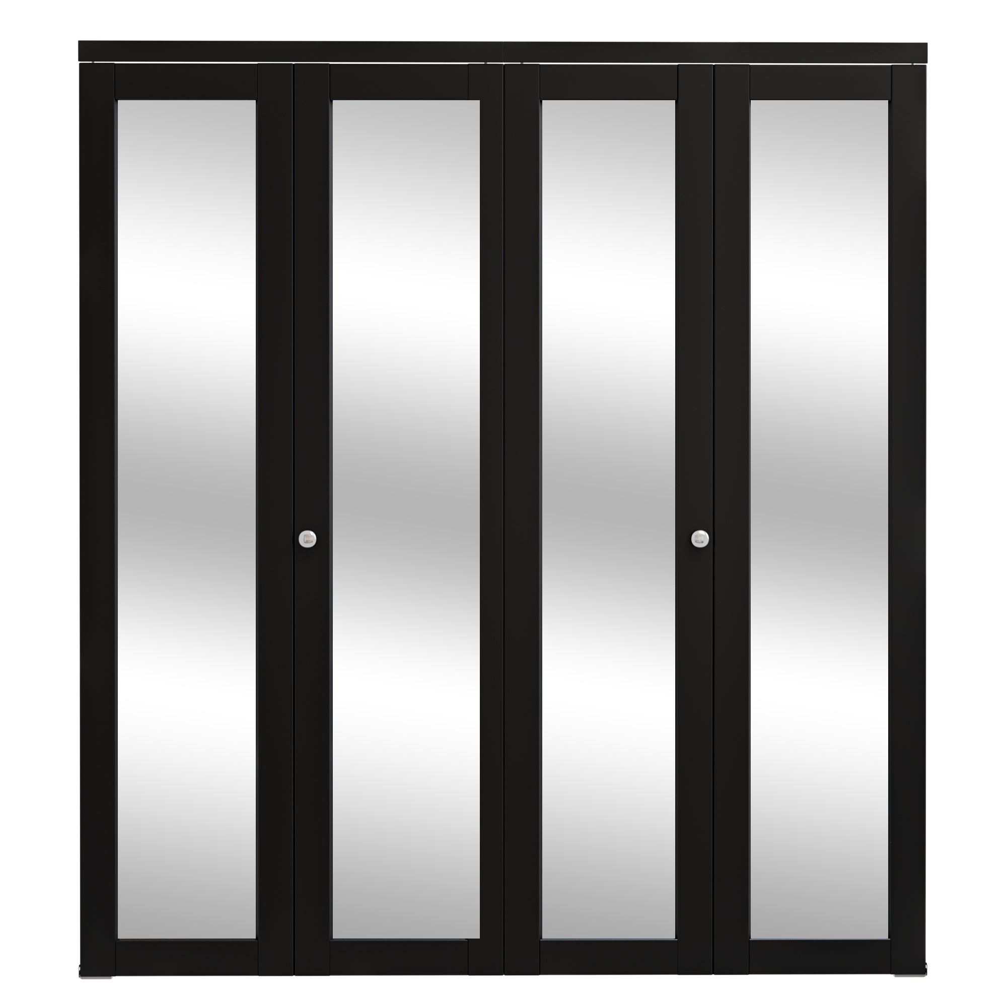 Ark Design 1-Lite Black Mirror Bifold Door with Hardware Kit & Knob, Solid Core MDF Wood & PVC Covered Finished