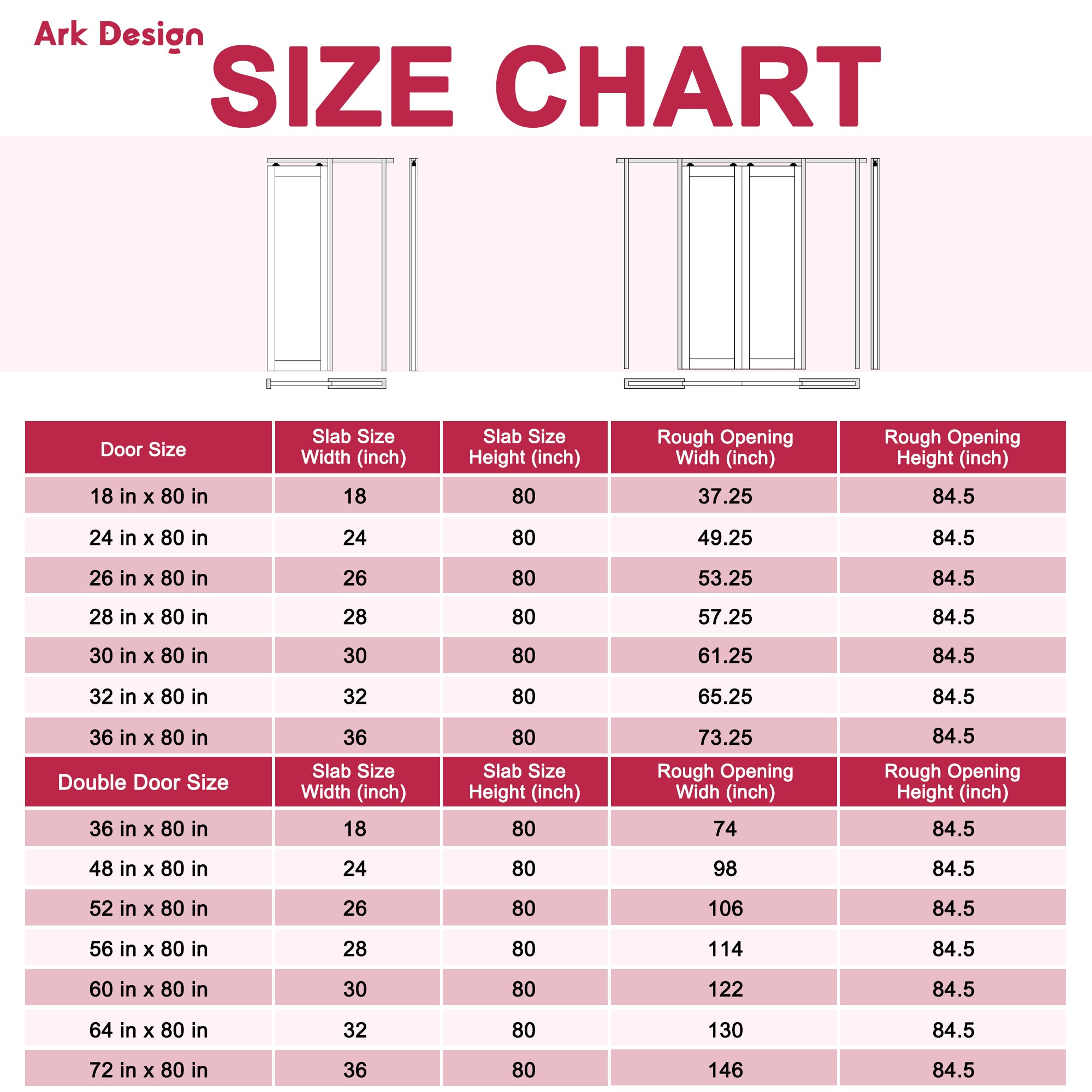 Ark Design Panel Pocket Door with Hardware Kit & Soft Close & Frame, Solid Core MDF Wood & Paint-grade Finished, White