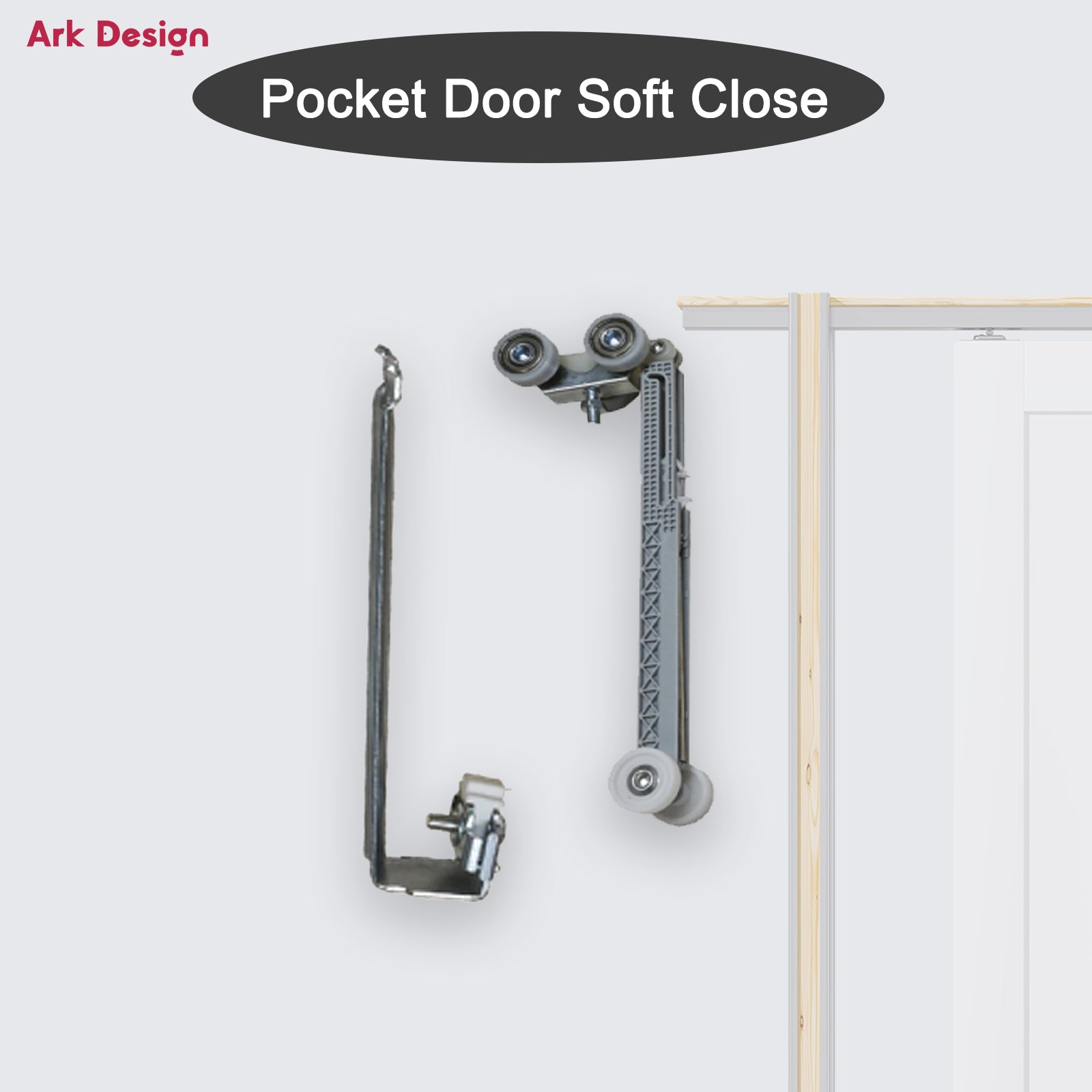 Ark Design Molded 6 Lite Panel Pocket Door with Hardware Kit & Soft Close & Frame, Solid Core MDF Wood & Paint-grade Finished, White