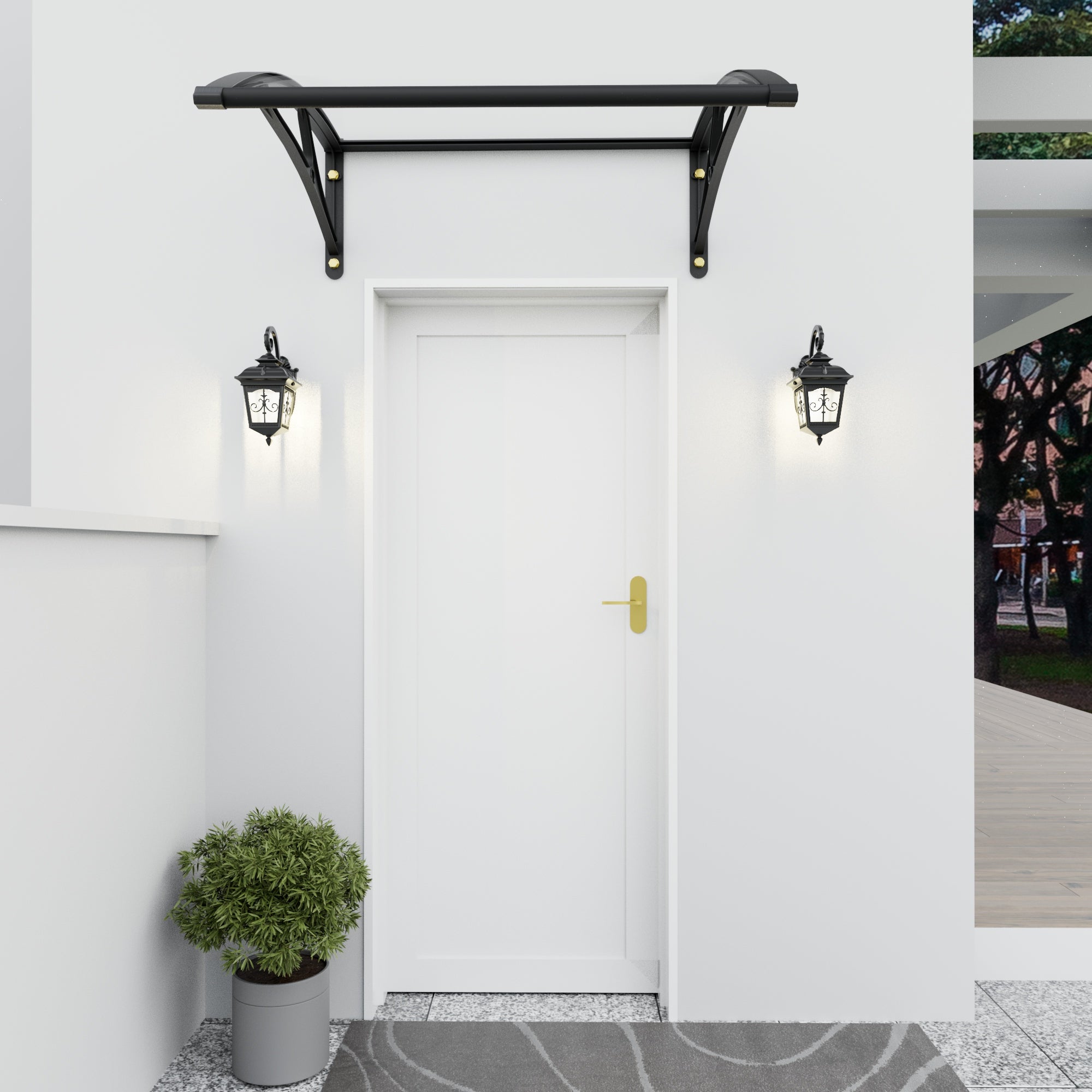 11.8 ft. Clear Acrylic Door and Window Aluminum Fixed Awning (10.2 in. H x 39.4 in. D)