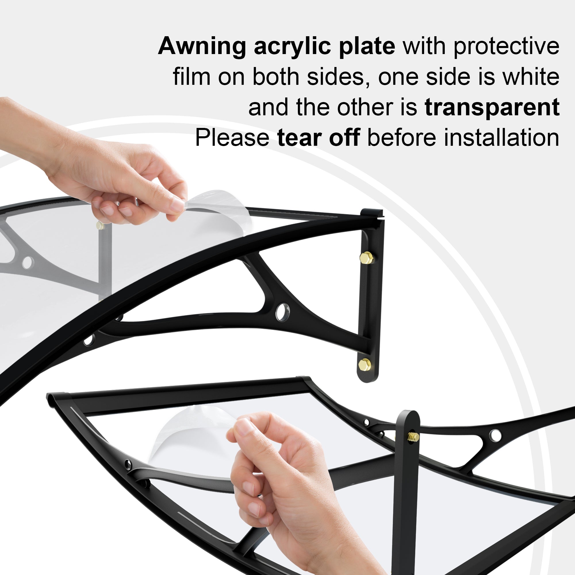 11.8 ft. Clear Acrylic Door and Window Aluminum Fixed Awning (10.2 in. H x 39.4 in. D)