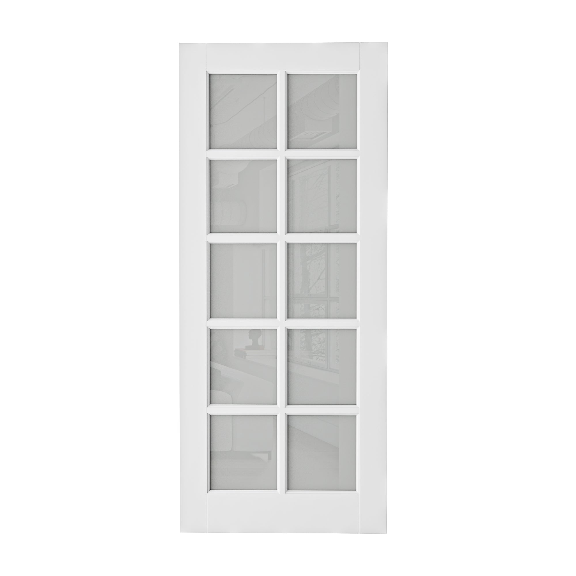 Ark Design 10-Lite Frosted Glass Door Slab with/without Prehung Kit, White