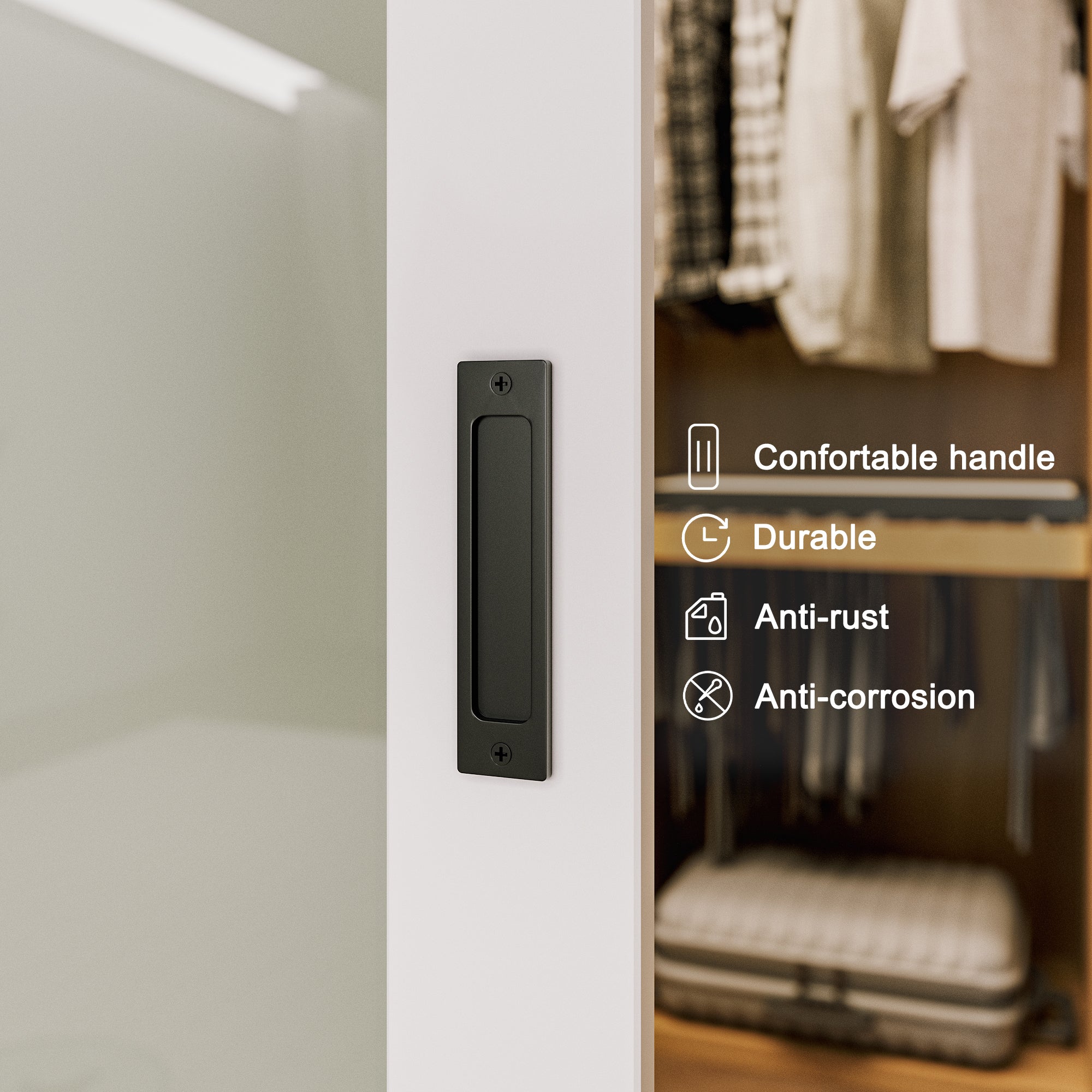 Black Hidden Handle*2 (No Groove Needed)