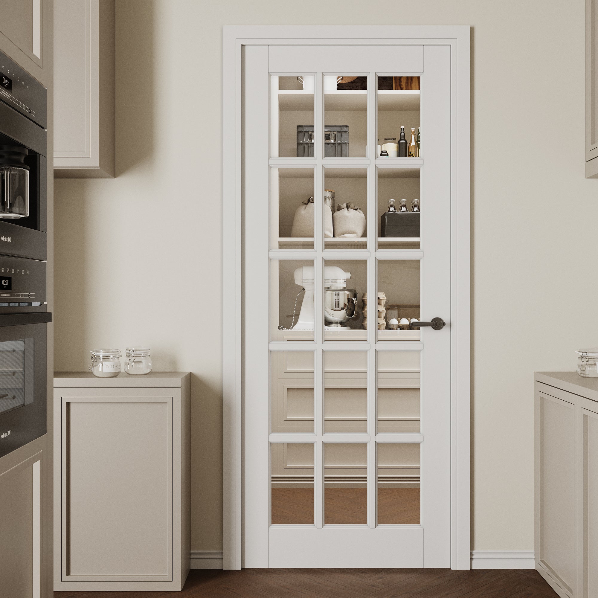 Ark Design 15-Lite Clear Glass Door Slab Prefinished & Paintable Surface, with/without Prehung Kit, White