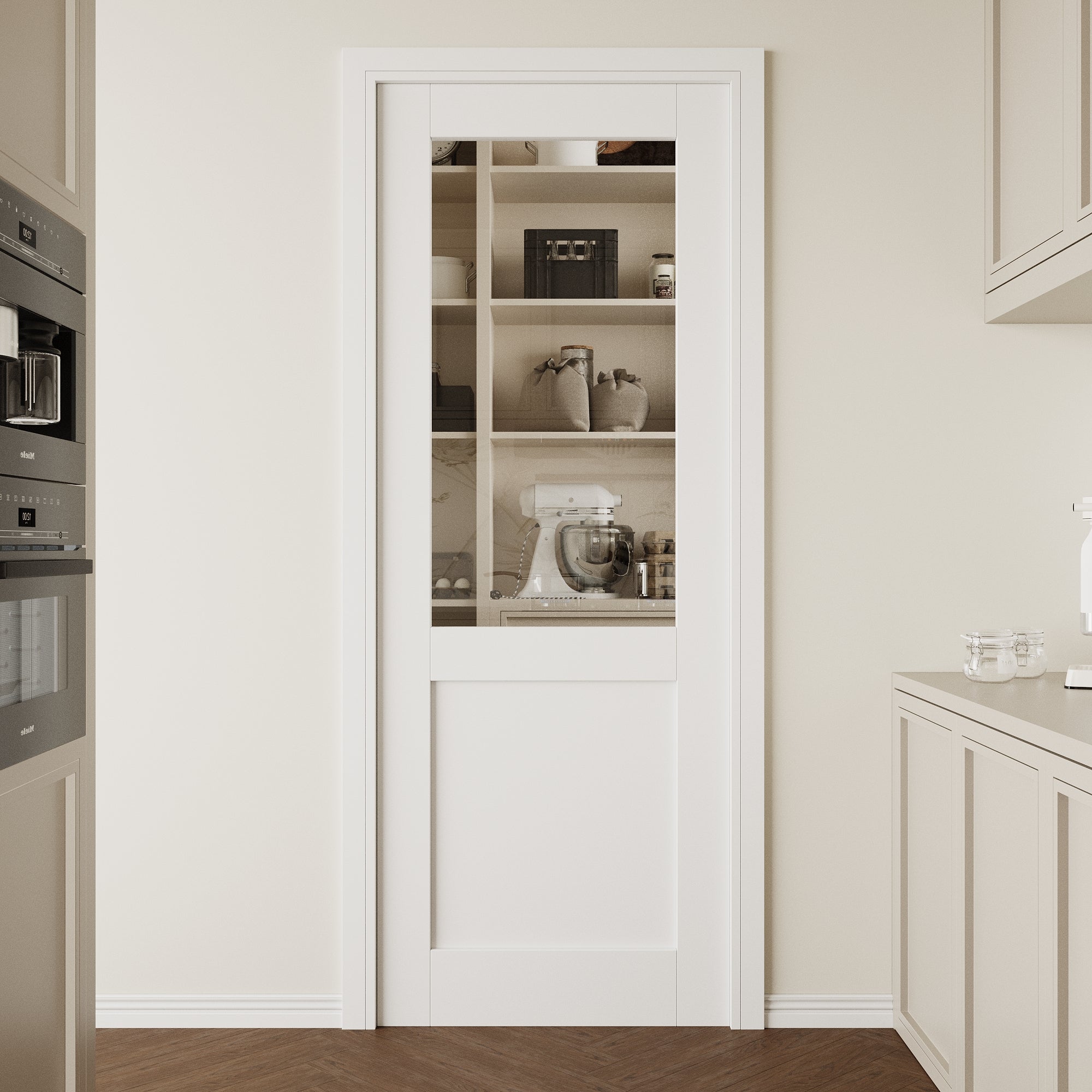 Ark Design Half Lite Clear Glass Door Slab with/without Prehung Kit, White
