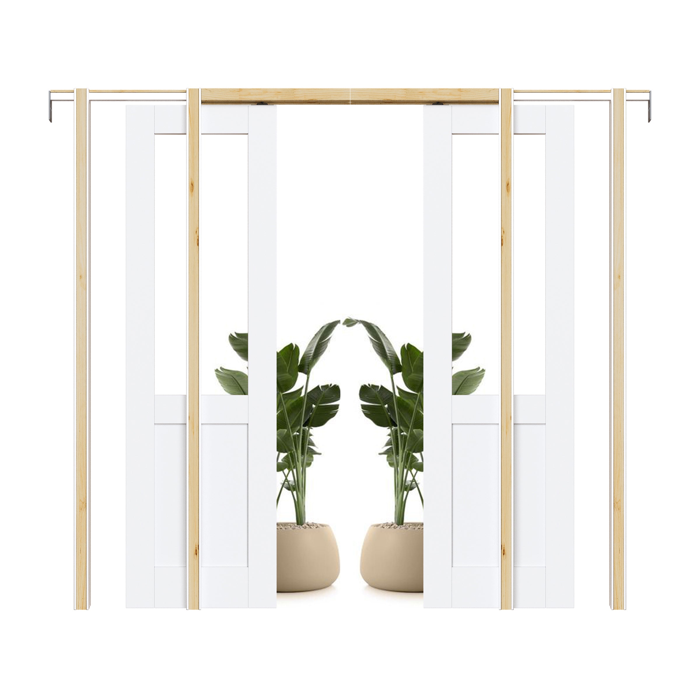 Ark Design Half-Lite Clear Glass Pocket Door with Hardware Kit & Soft Close & Frame, MDF Wood & Paint-grade Finished, White