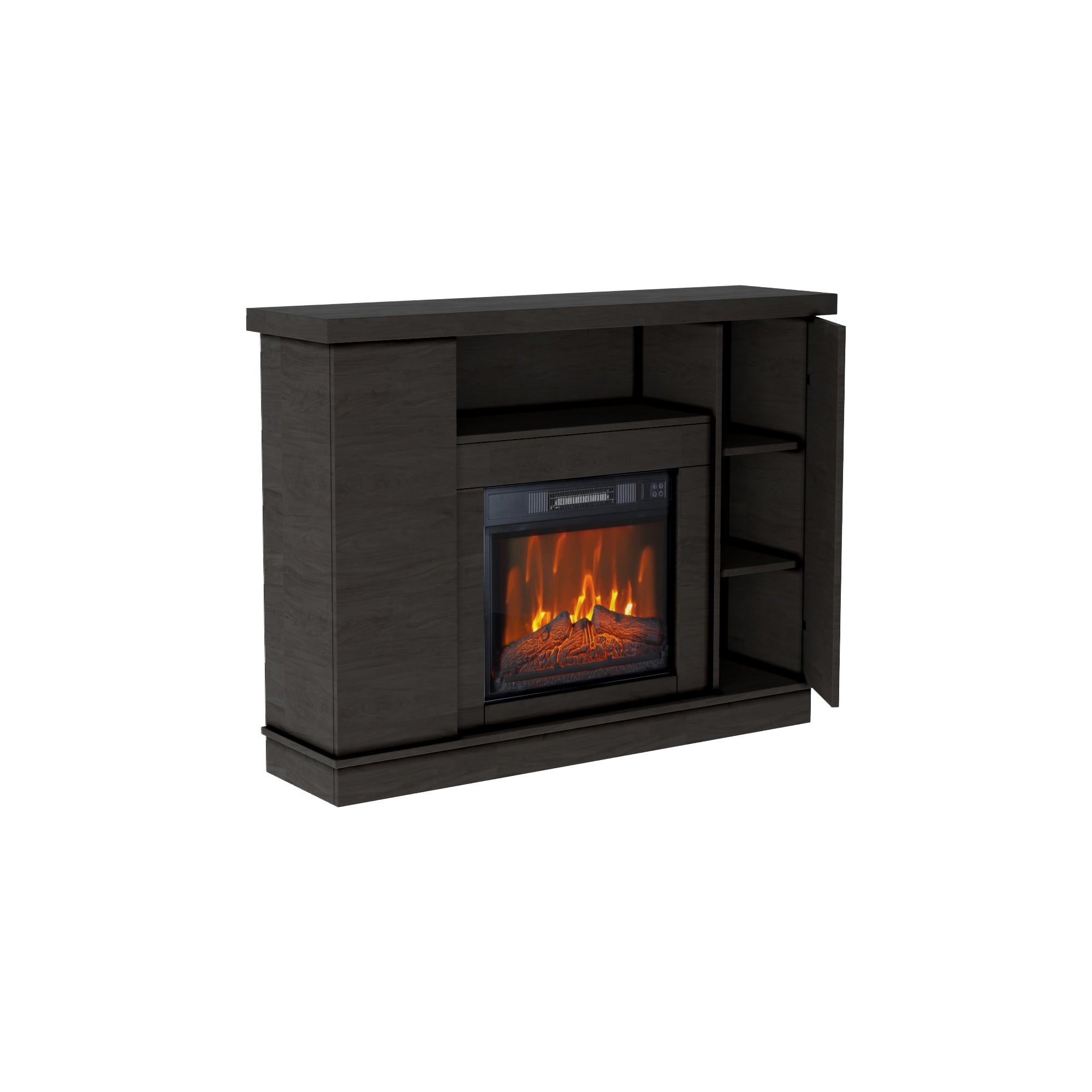 Electric Fireplace with Mantel 23" Electric Fireplace Insert, Package Freestanding Firebox TV Stand with Log & Remote Control, 750W-1500W, Brown