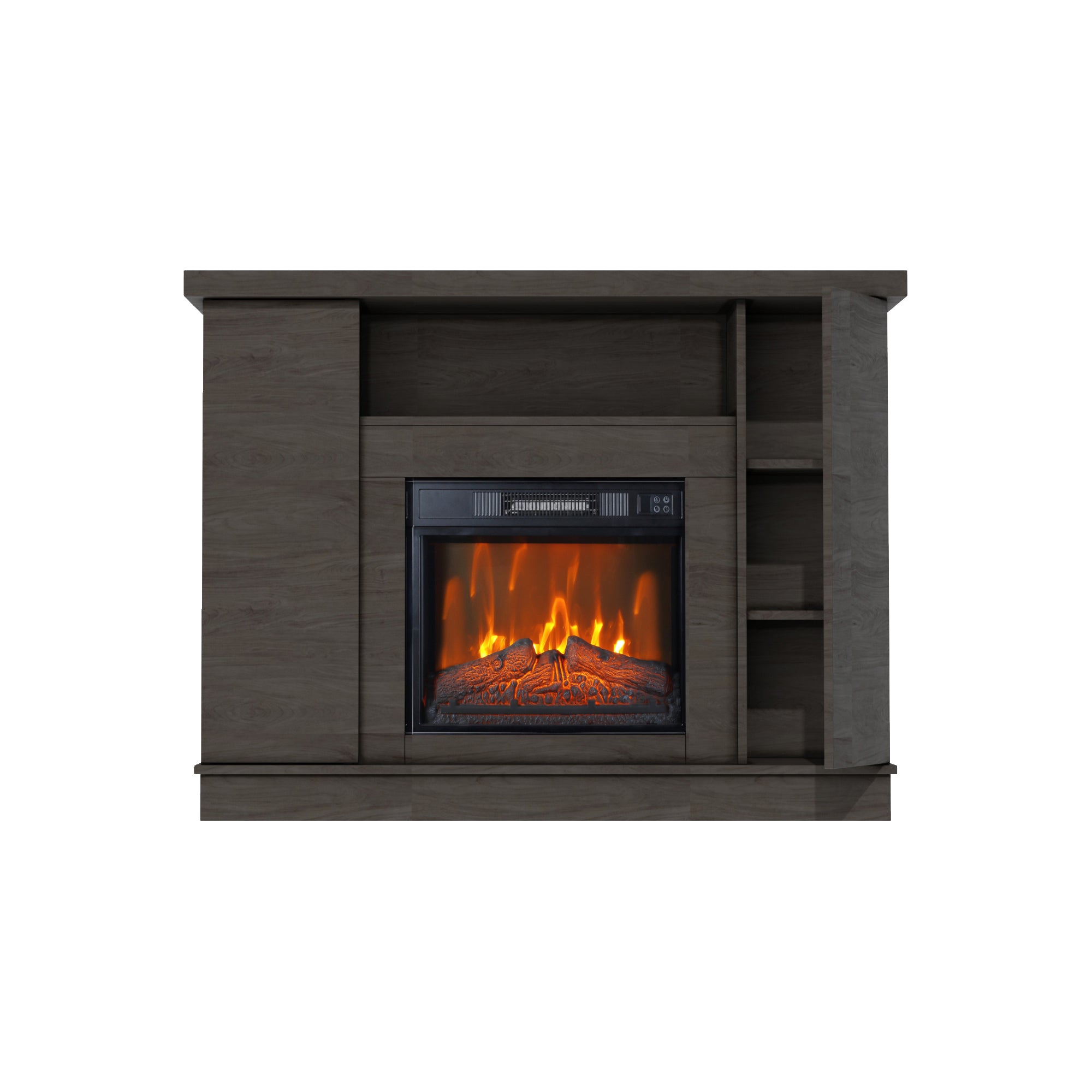 Electric Fireplace with Mantel 23" Electric Fireplace Insert, Package Freestanding Firebox TV Stand with Log & Remote Control, 750W-1500W, Brown