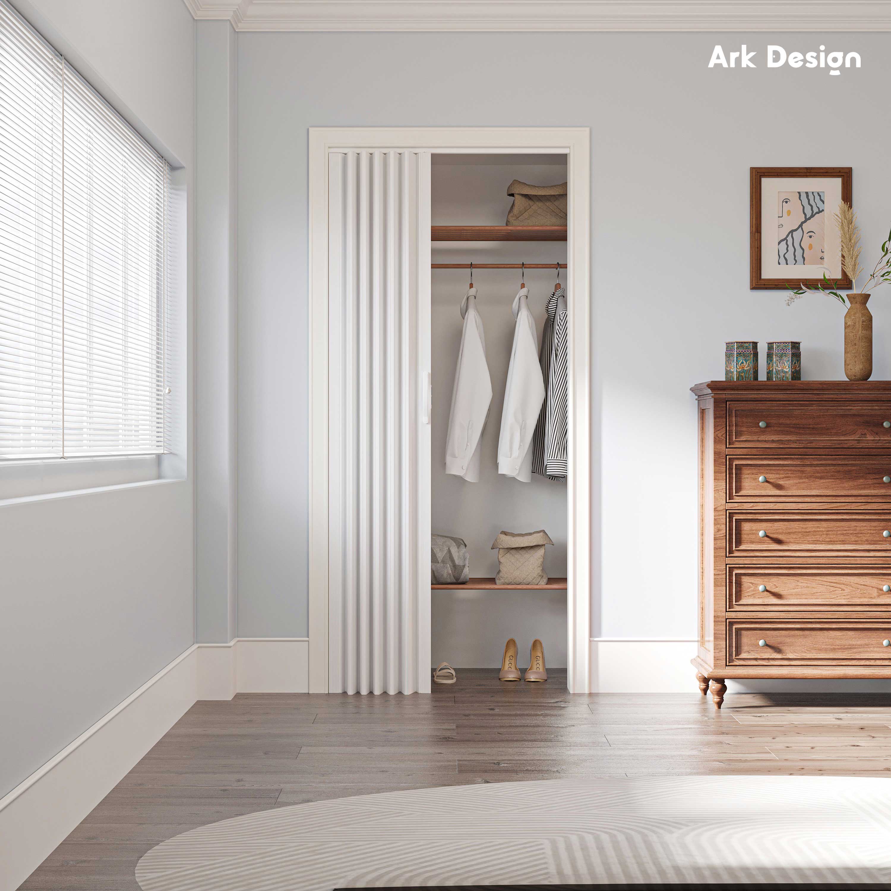 Ark Design Accordion Door White Dual Layer_Closet Door
