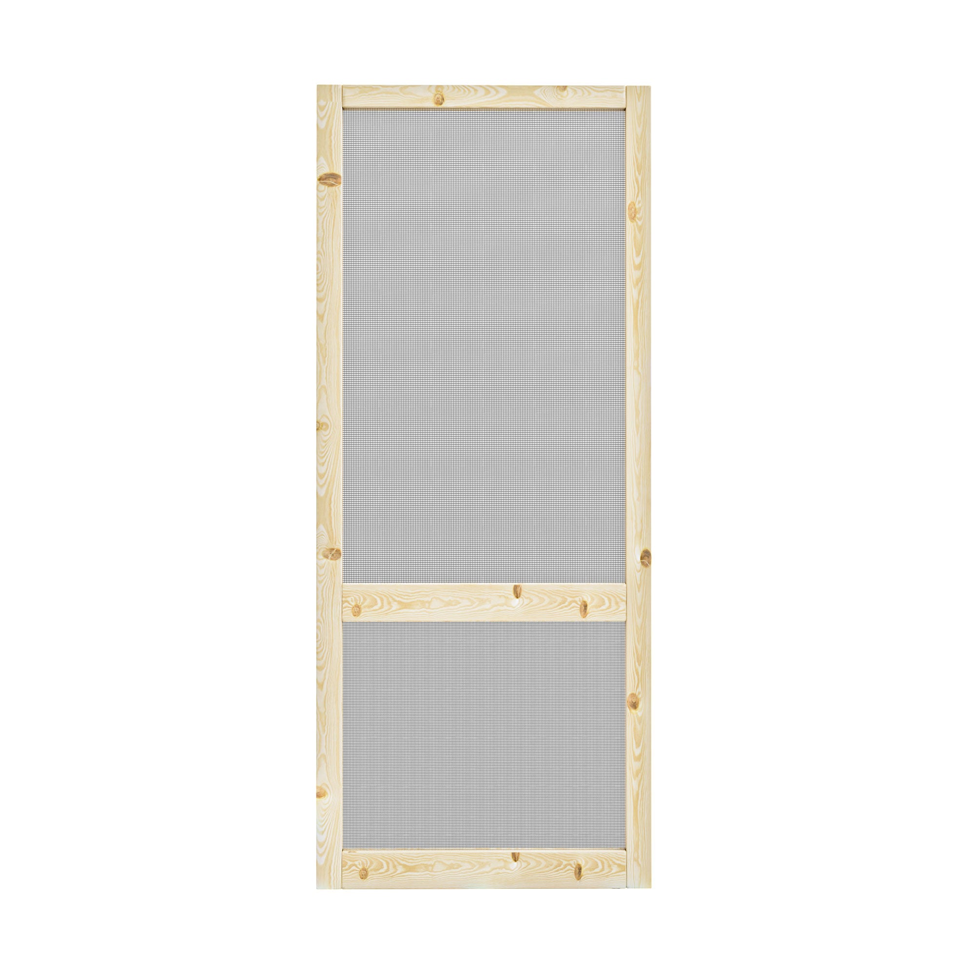 Ark Design Single Universal 2 Lite Paneled Railing Style Unfinished Pine Wood and Gauze Mesh Hinged Screen Door