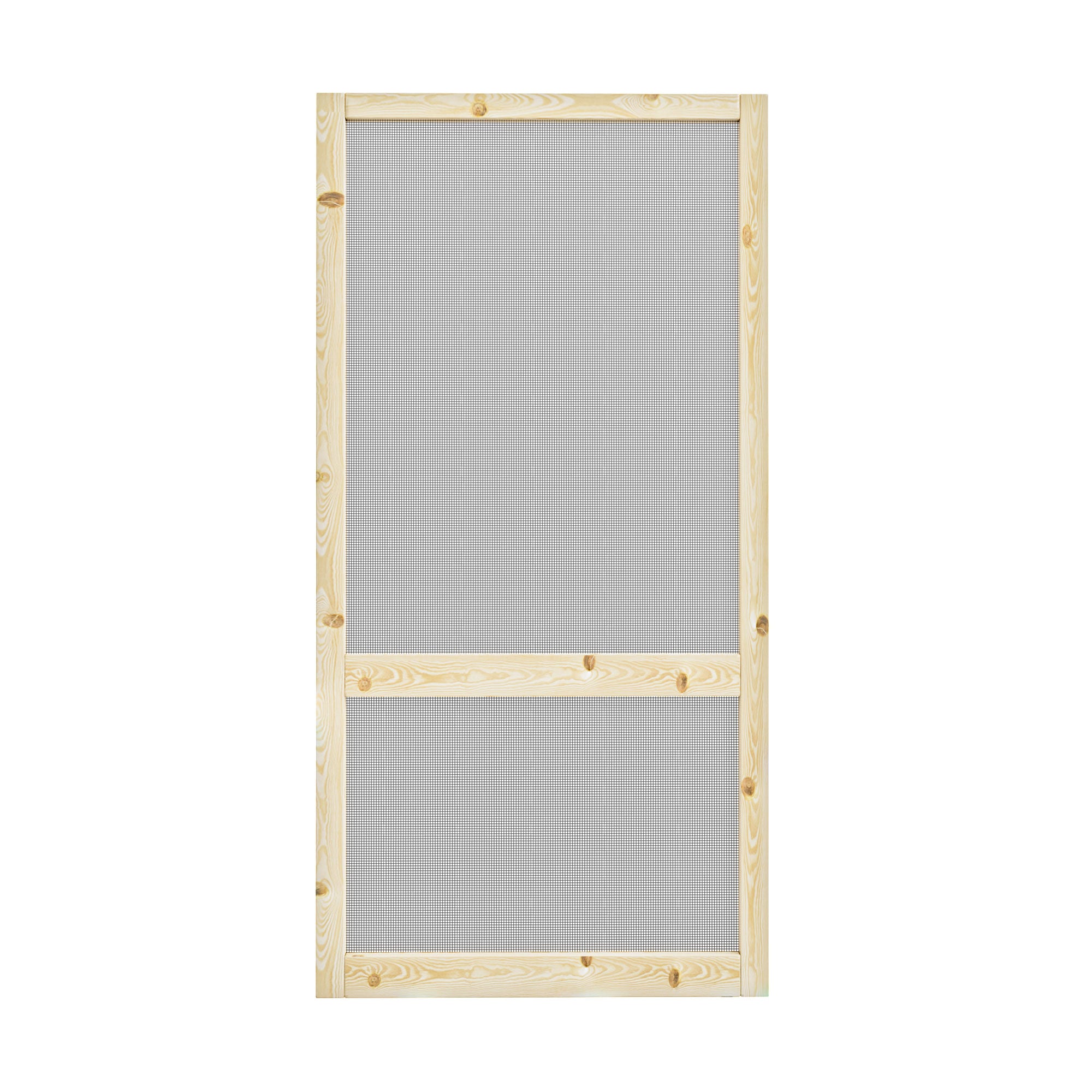 Ark Design Single Universal 2 Lite Paneled Railing Style Unfinished Pine Wood and Gauze Mesh Hinged Screen Door