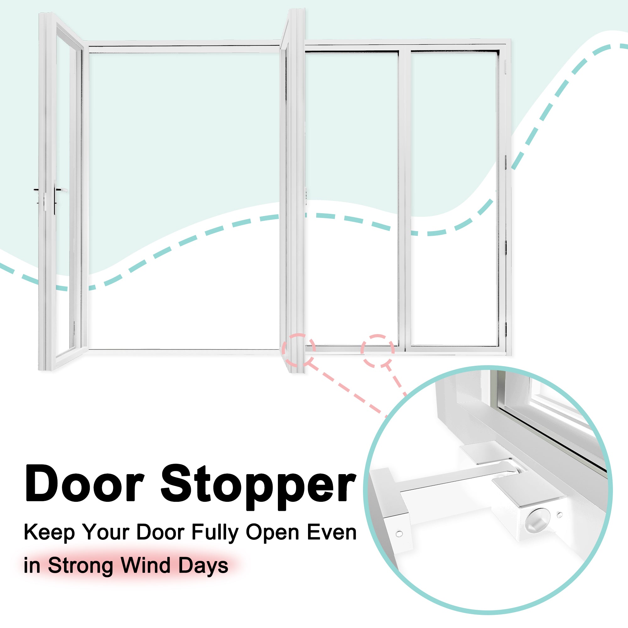 Ark Design 3 Panel Outswing Double Tempered Glass White Aluminum Folding Patio Door