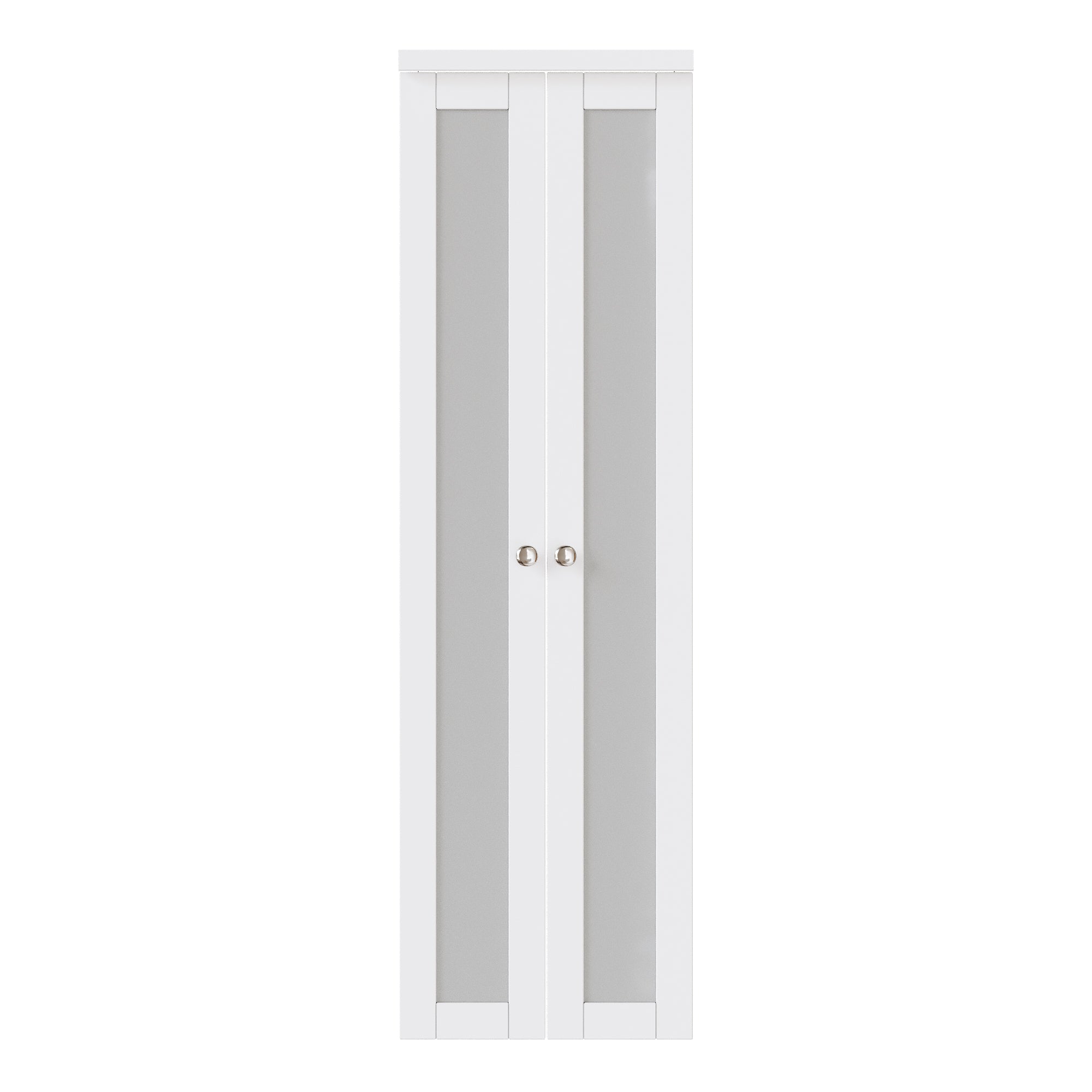 Ark Design 1-Lite Tempered Frosted Glass French Pivot Door with Hardware Kit, Solid Core MDF Wood & PVC Covered Finished, White