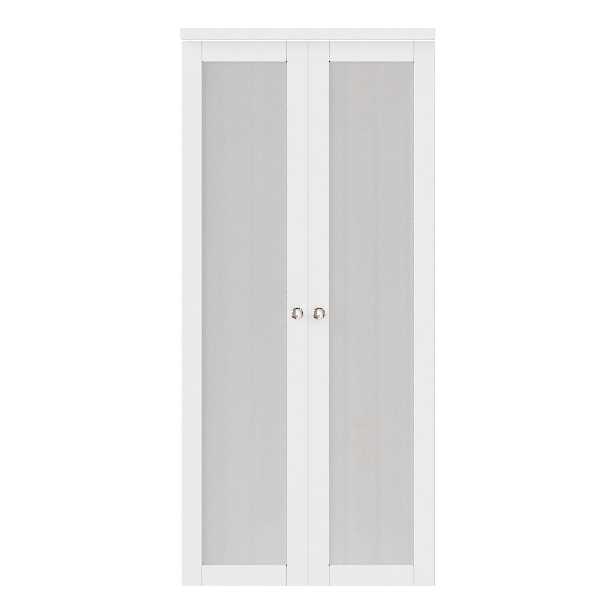 Ark Design 1-Lite Tempered Frosted Glass French Pivot Door with Hardware Kit, Solid Core MDF Wood & PVC Covered Finished, White