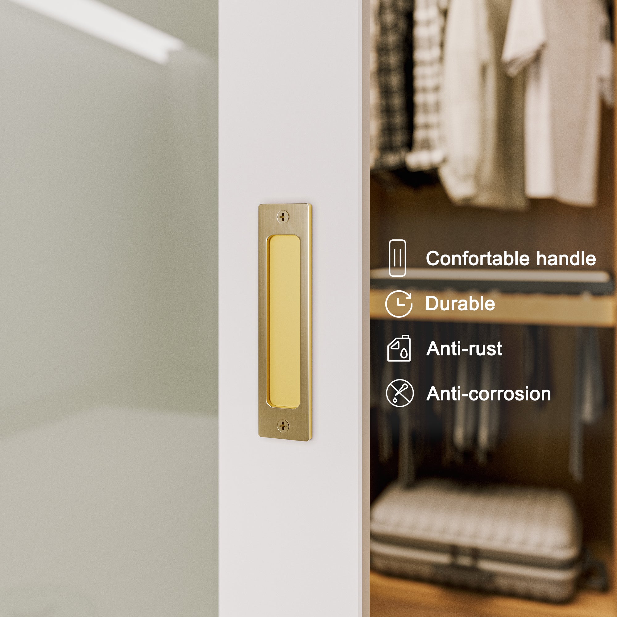 Golden Hidden Handle*2 (No Groove Needed)