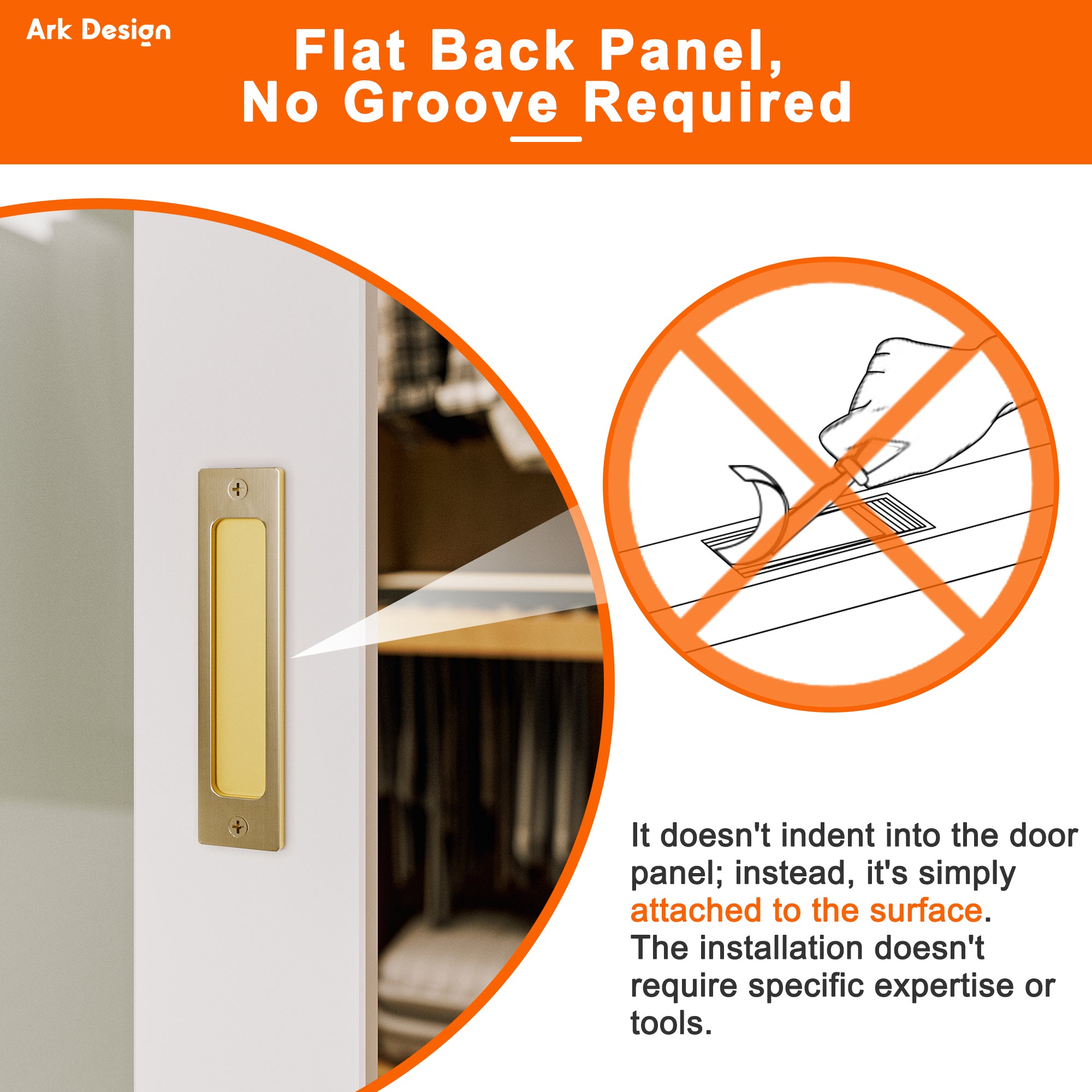 Golden Hidden Handle*2 (No Groove Needed)