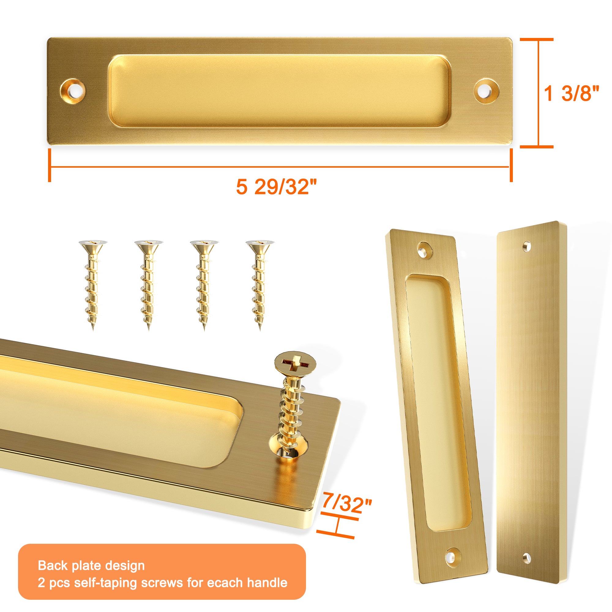 Golden Hidden Handle*2 (No Groove Needed)