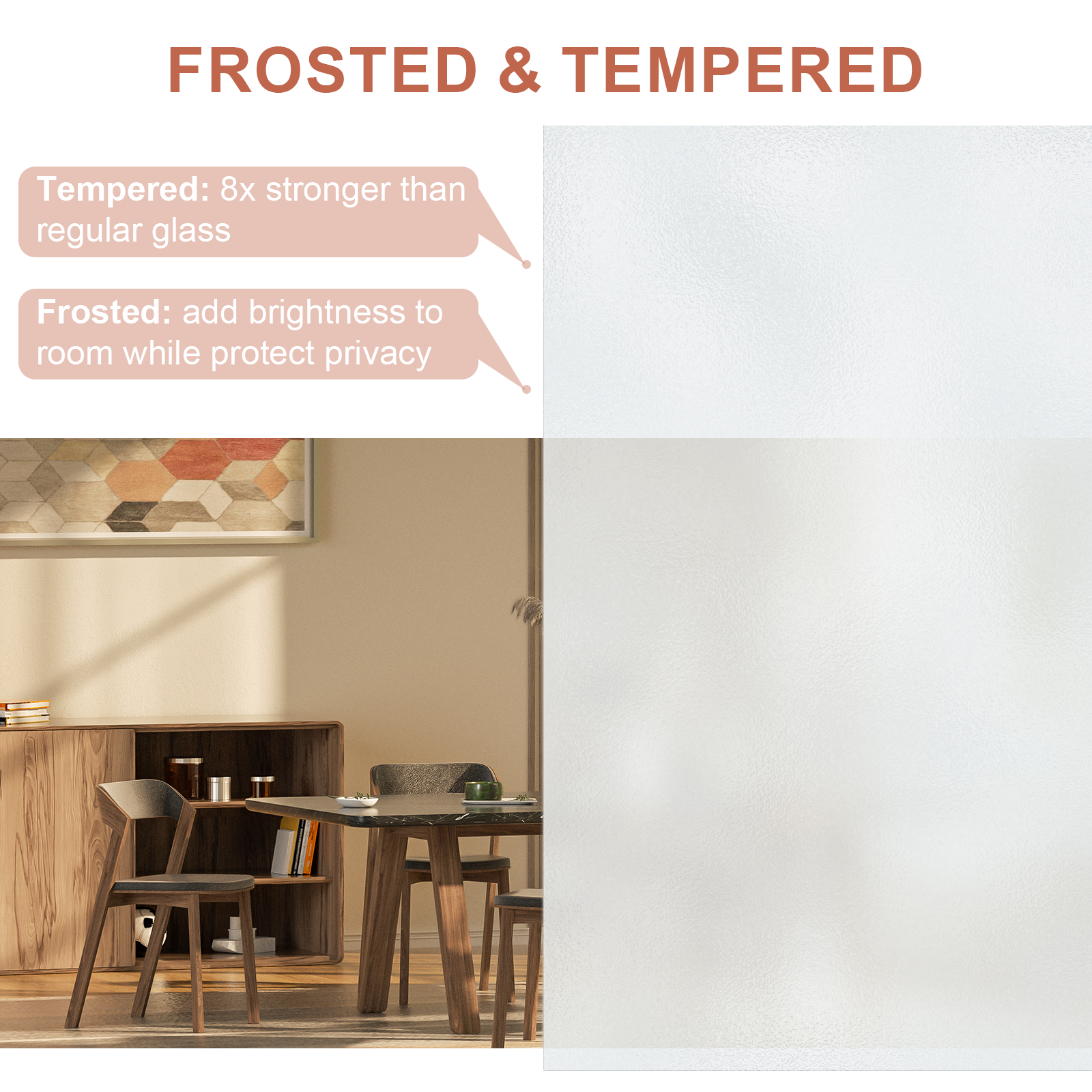 Ark Design Half Lite Frosted Glass Door Slab with/without Prehung Kit, White