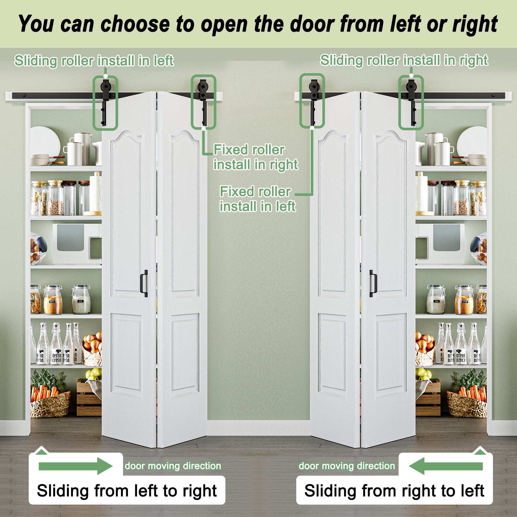 Ark Design Hollow Paneled 2-Lite Arch White Primed MDF Composite Bi-fold Sliding Barn Door with Hardware Kit and Handle