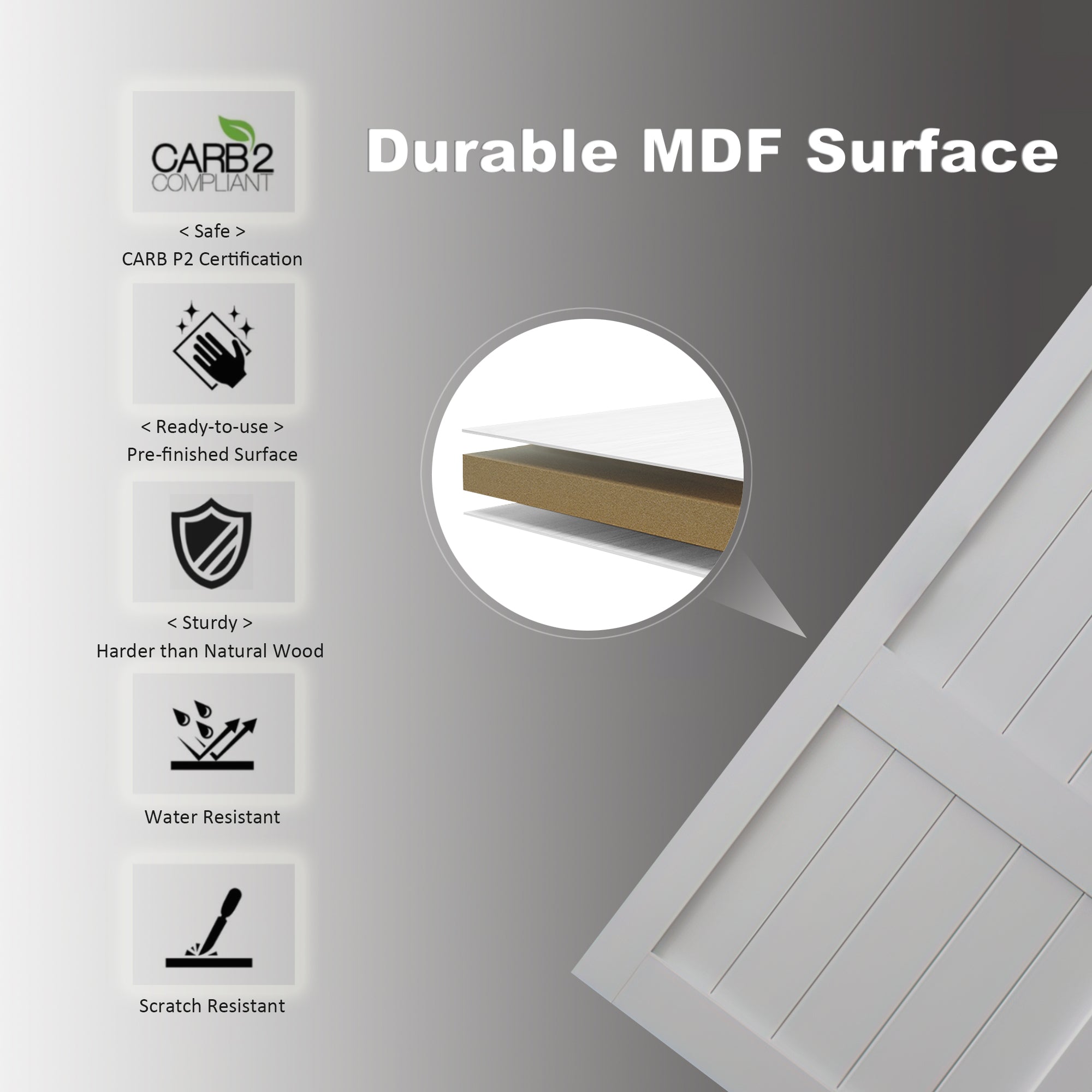 Ark Design Sliding Barn Door, H design, Solid Core MDF Wood & Primied Finished, with Hardware Kit & Handle & Floor Guide, White