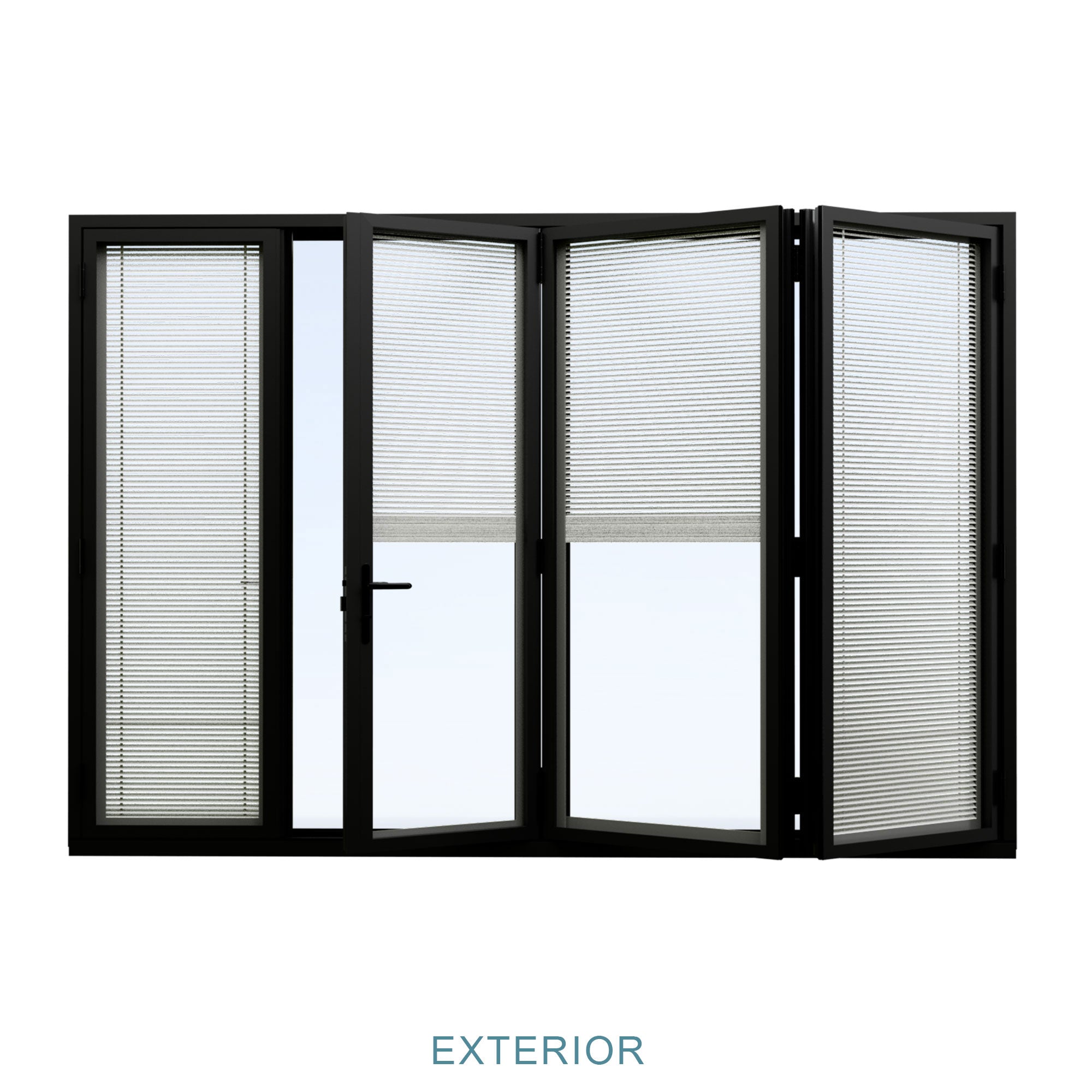 Ark Design Black 4 Panel Center Opening Outswing Double Louver Aluminum Folding Patio Door