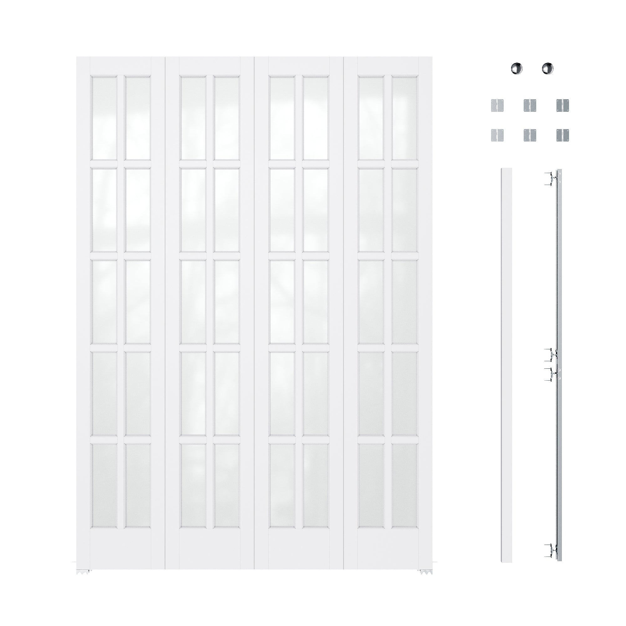 Ark Design 10-Lite Tempered Frosted Glass Closet Bifold Door with Hardware Kit & Knob, Solid Core MDF Wood & PVC Covered Finished, White