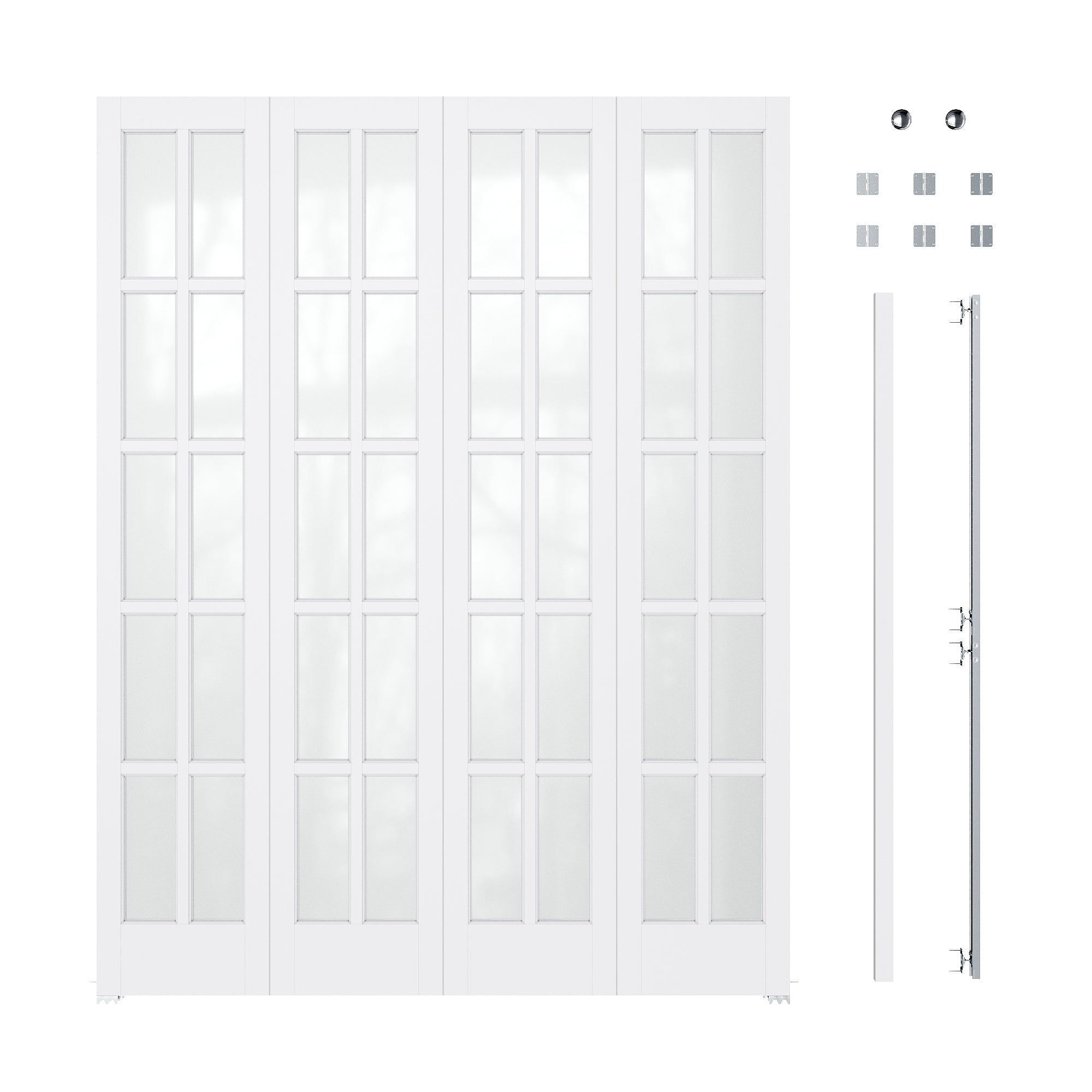 Ark Design 10-Lite Tempered Frosted Glass Closet Bifold Door with Hardware Kit & Knob, Solid Core MDF Wood & PVC Covered Finished, White