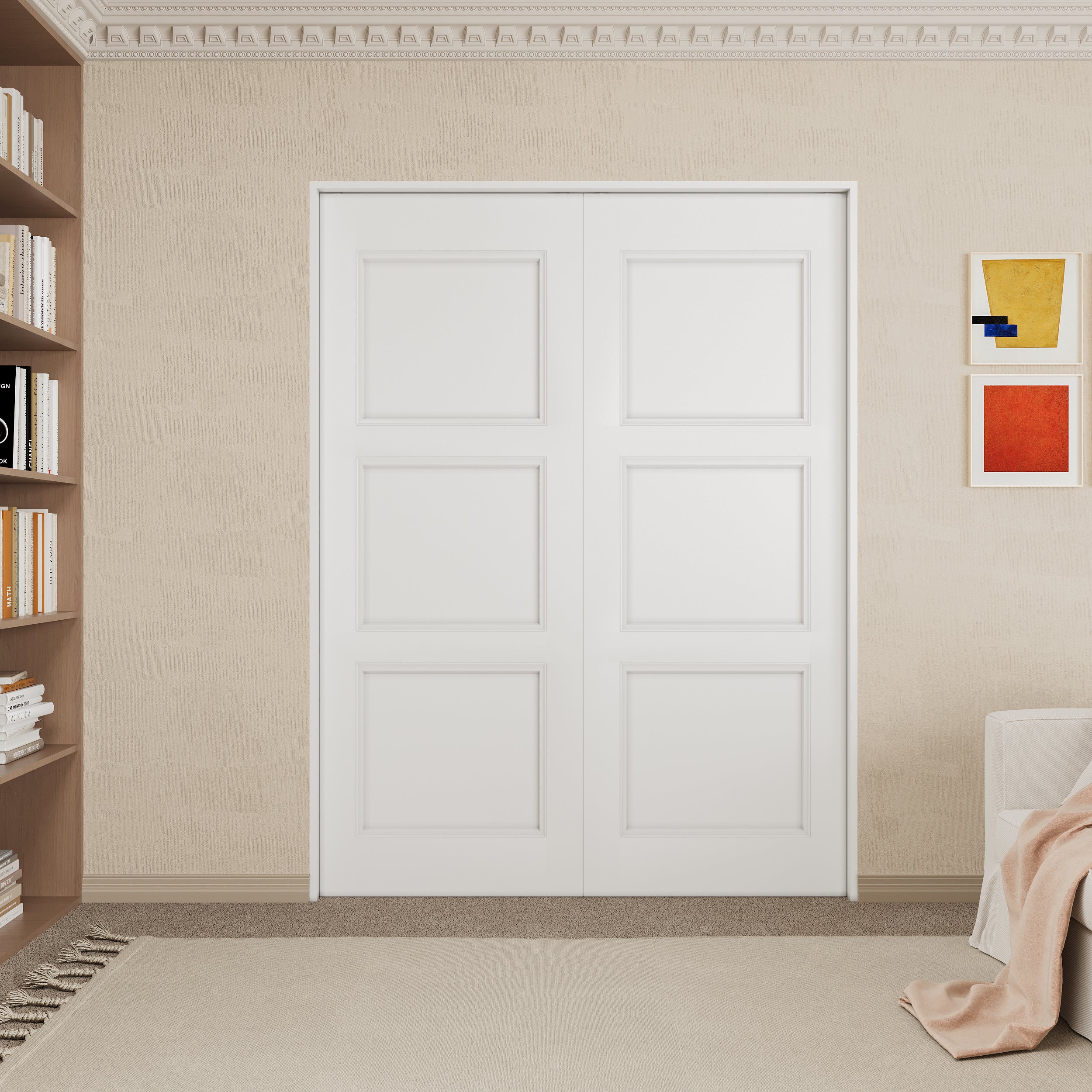 Ark Design 3 lite Panel Pocket Door with Hardware Kit & Soft Close & Frame, Solid Core MDF Wood & Paint-grade Finished, White