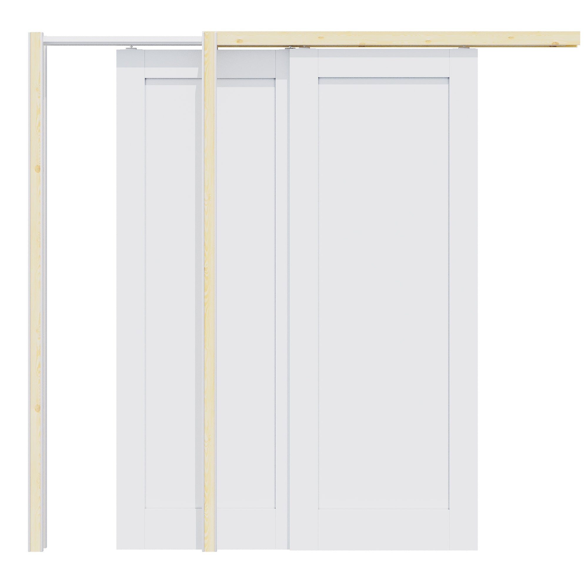 Ark Design 1 Panel Double Bypass Pocket Door with Hardware Kit & Soft Close & Frame, Solid Core MDF Wood & Paint-grade Finished, White