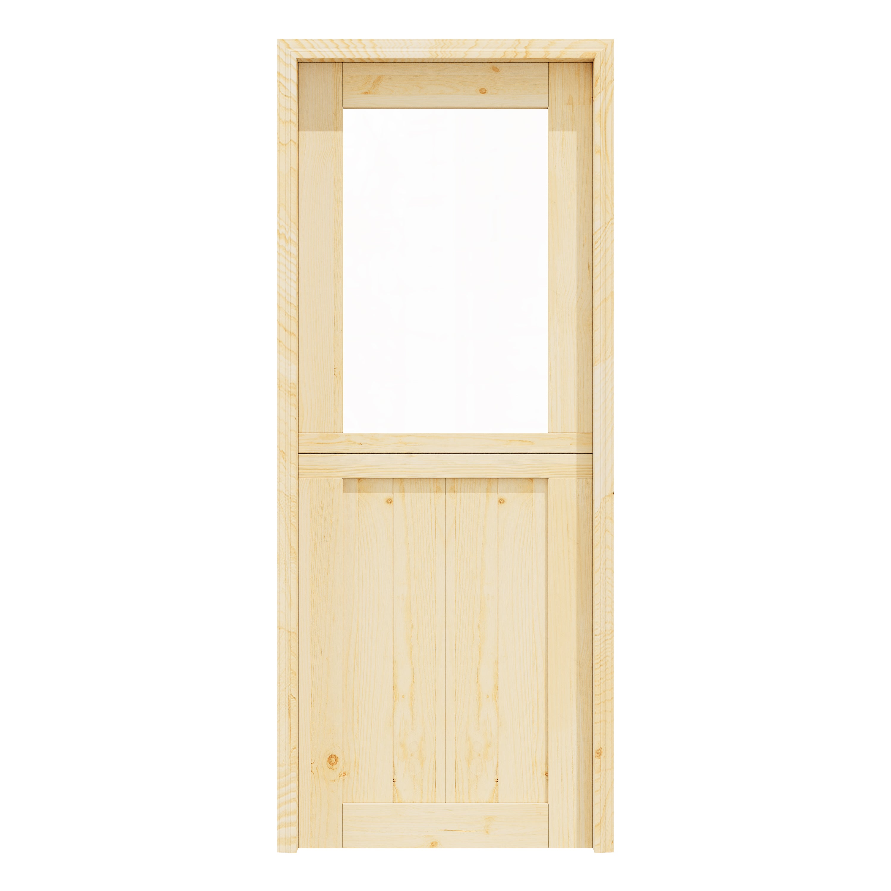 Ark Design Solid Pine Universal 1 Lite Clear Glass Unfinished Dutch Door, Pine Wood Front Door with/without Ready-to-Assemble Jamb