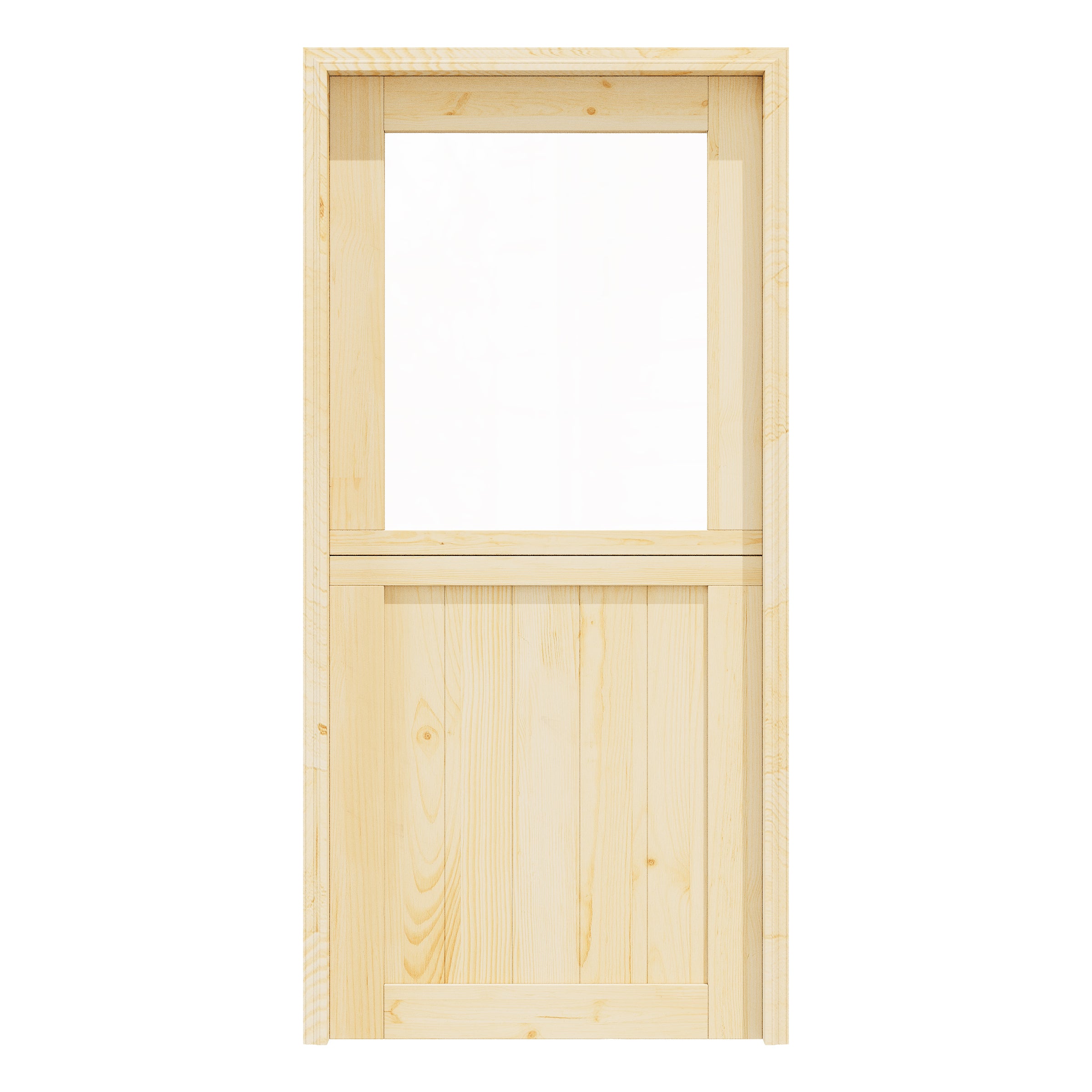 Ark Design Solid Pine Universal 1 Lite Clear Glass Unfinished Dutch Door, Pine Wood Front Door with/without Ready-to-Assemble Jamb