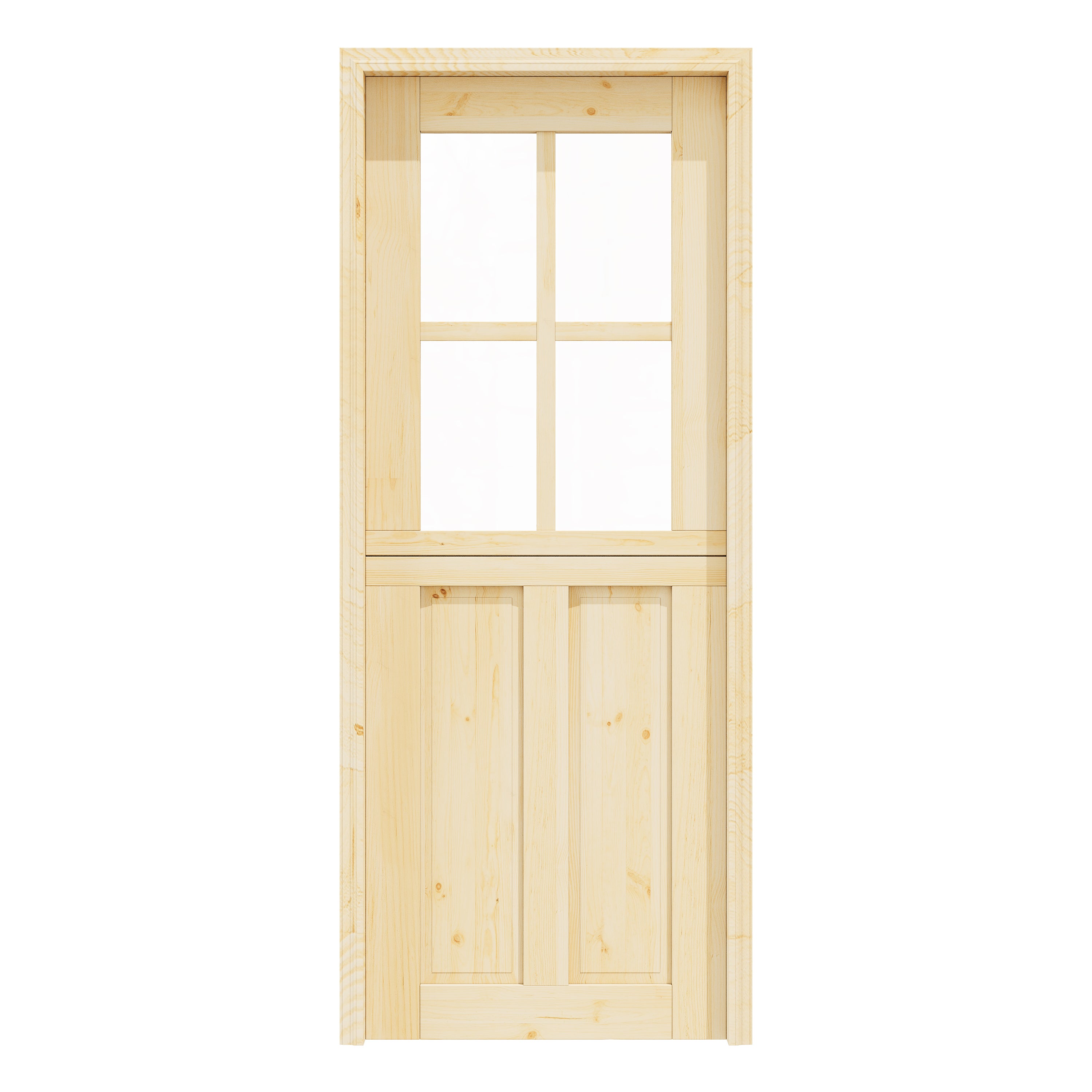 Ark Design Solid Pine Universal 4 Lite Clear Glass & 2 Lite Panel Unfinished Dutch Door, Pine Wood Front Door with/without Ready-to-Assemble Jamb