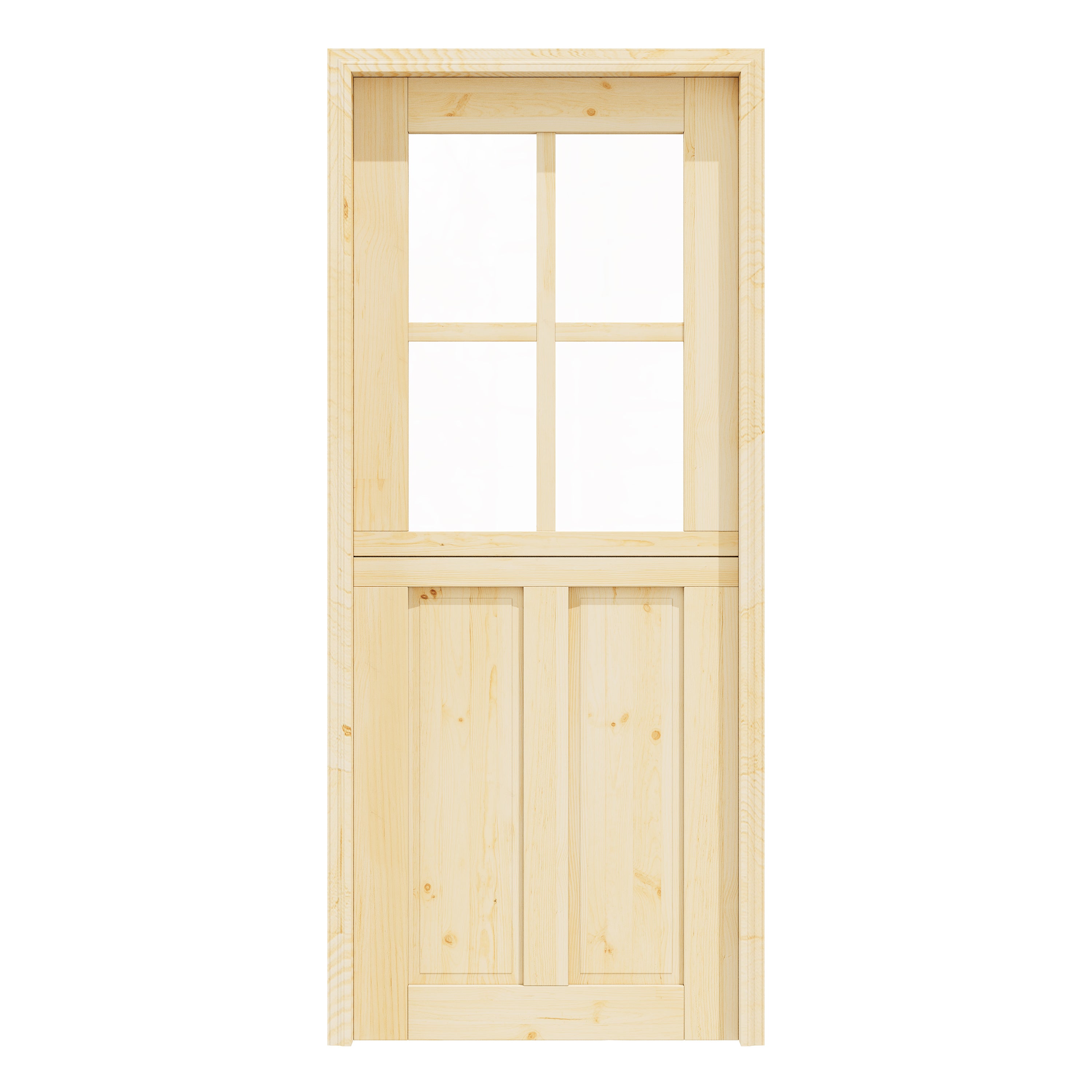 Ark Design Solid Pine Universal 4 Lite Clear Glass & 2 Lite Panel Unfinished Dutch Door, Pine Wood Front Door with/without Ready-to-Assemble Jamb