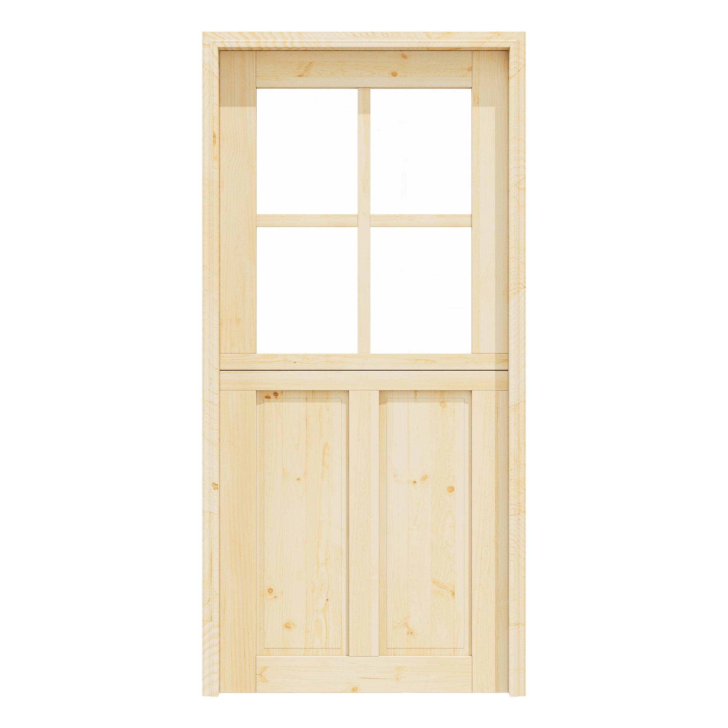 Ark Design Solid Pine Universal 4 Lite Clear Glass & 2 Lite Panel Unfinished Dutch Door, Pine Wood Front Door with/without Ready-to-Assemble Jamb