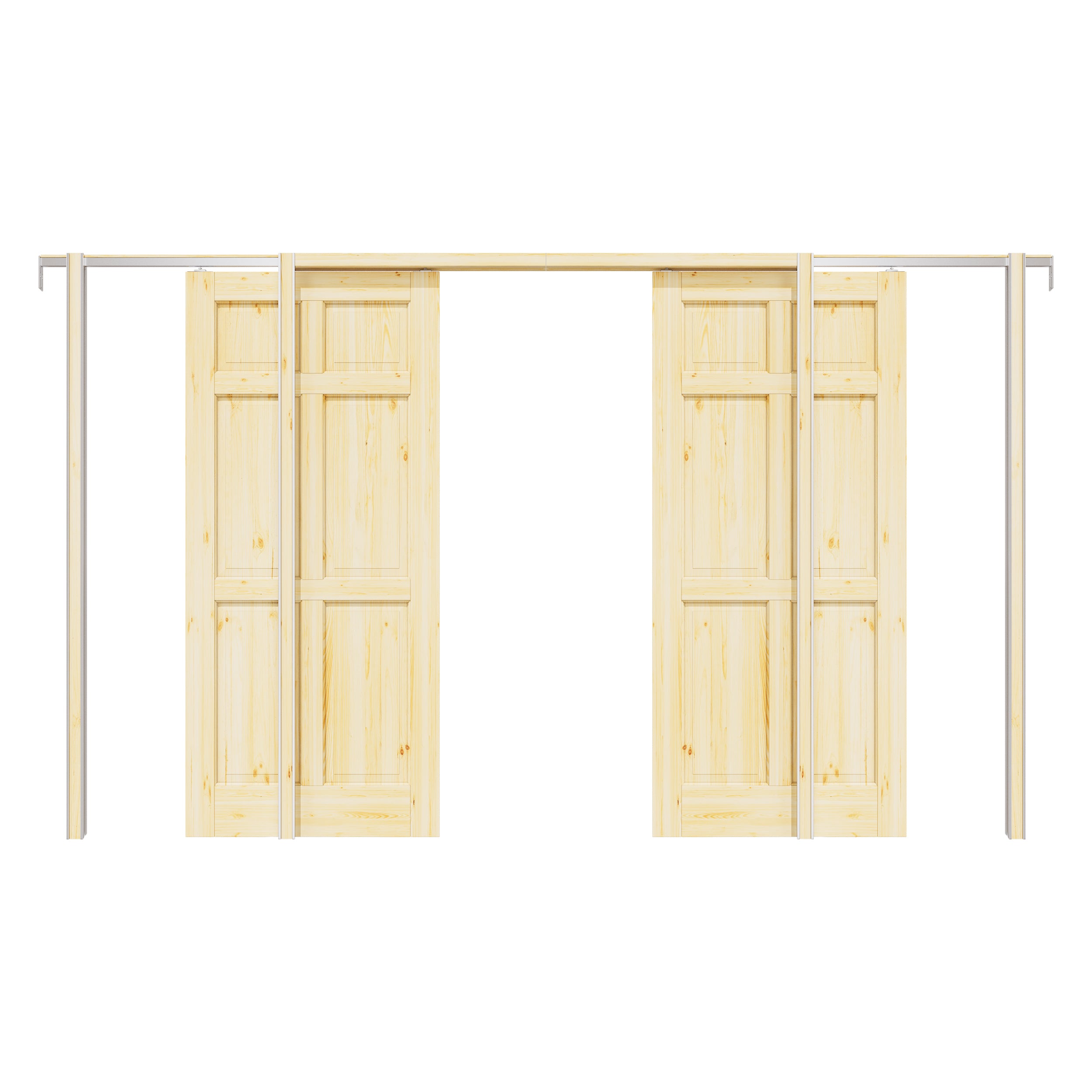Ark Design 6 Lite Solid Core Pine Wood Pocket Door with Hardware Kit & Soft Close & Frame, Unfinished Natural Pine Wood