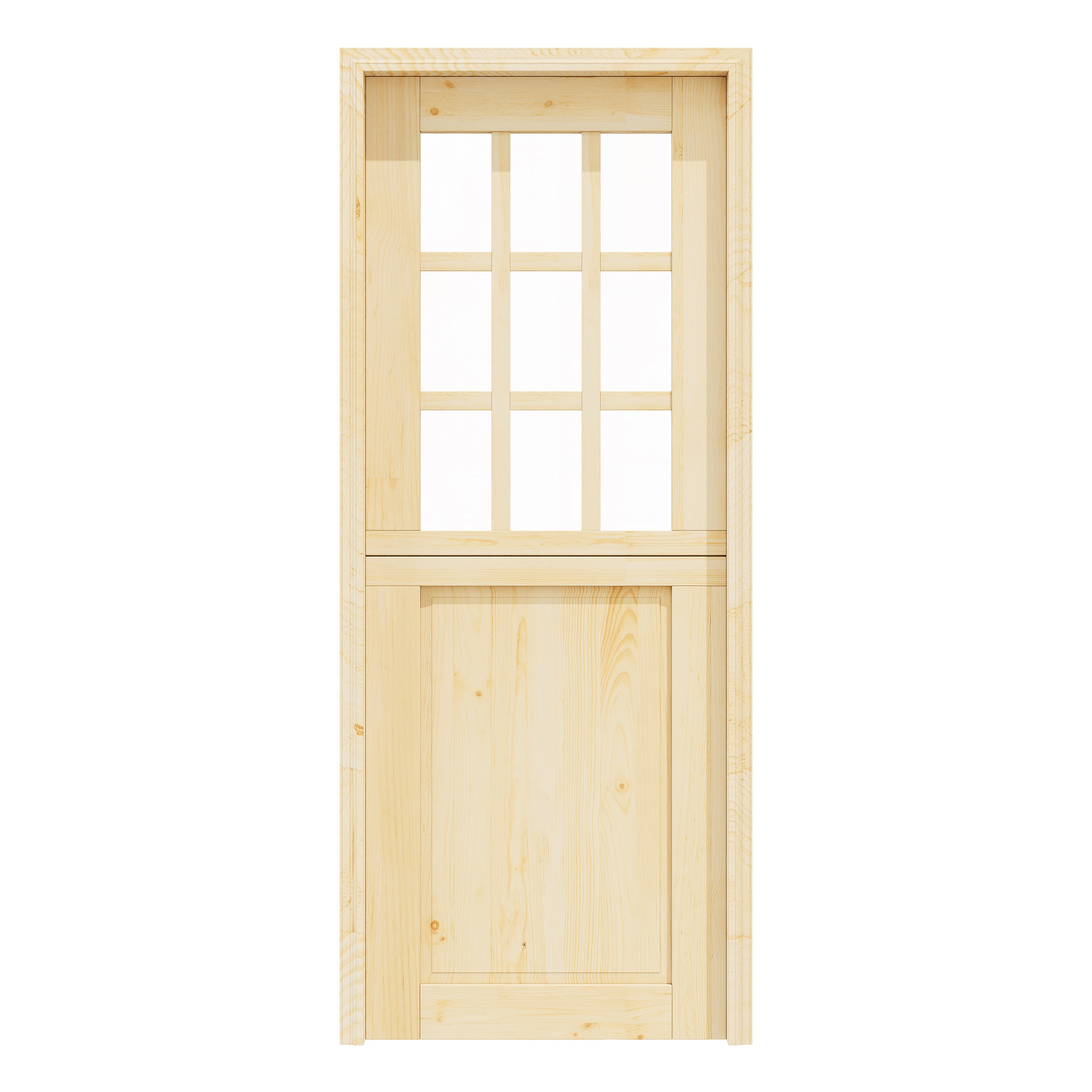 Ark Design Solid Pine Universal 9 Lite Clear Glass & 1 Lite Panel Unfinished Dutch Door, Pine Wood Front Door with/without Ready-to-Assemble Jamb