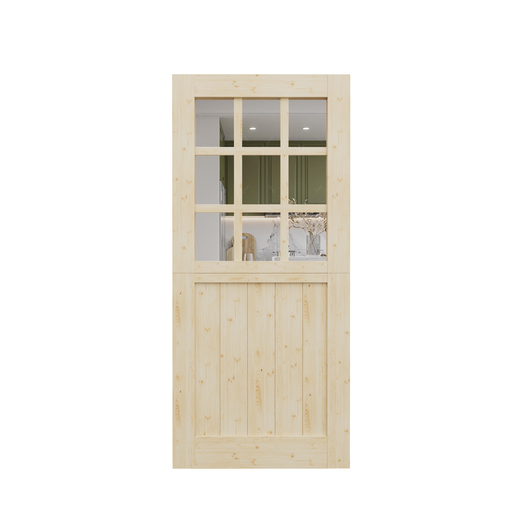 Ark Design Solid Pine Universal 9 Lite Clear Glass Unfinished Dutch Door, Pine Wood Front Door with/without Ready-to-Assemble Jamb