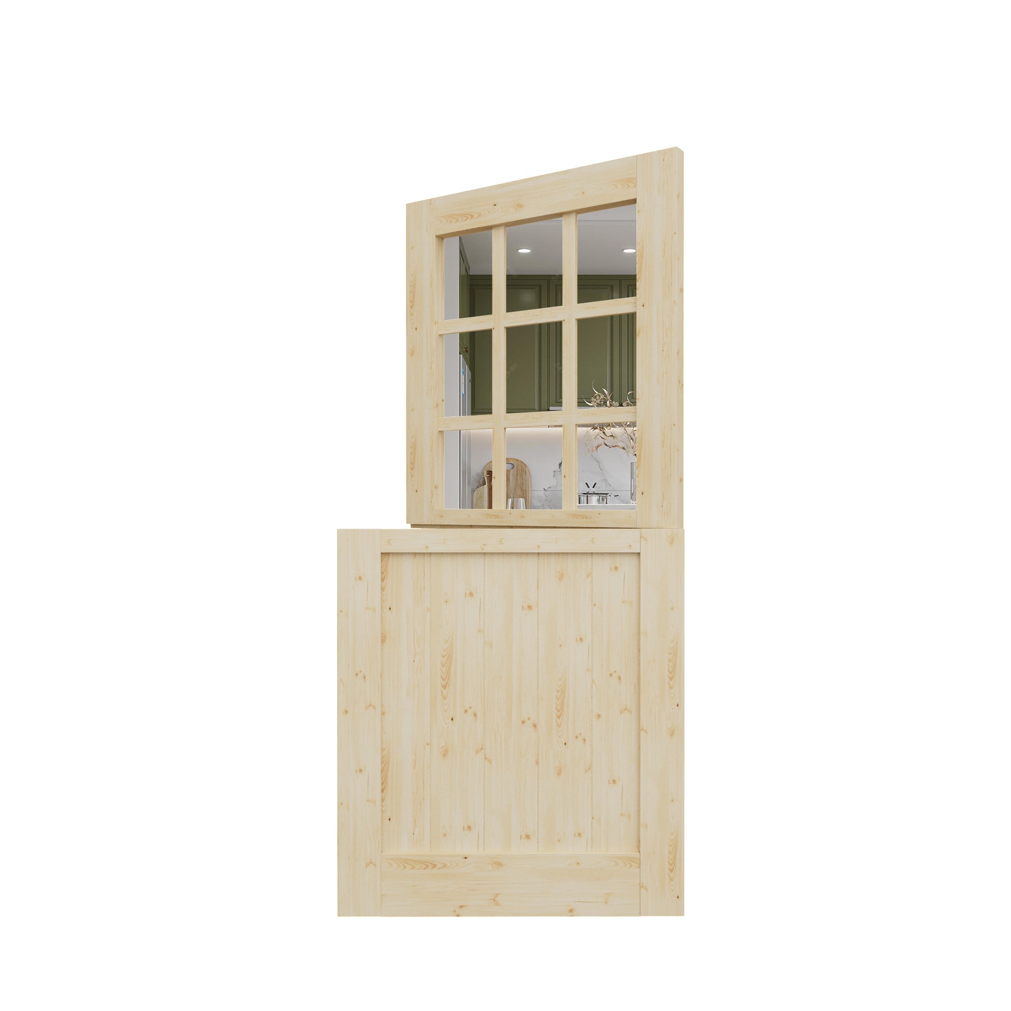 Ark Design Solid Pine Universal 9 Lite Clear Glass Unfinished Dutch Door, Pine Wood Front Door with/without Ready-to-Assemble Jamb