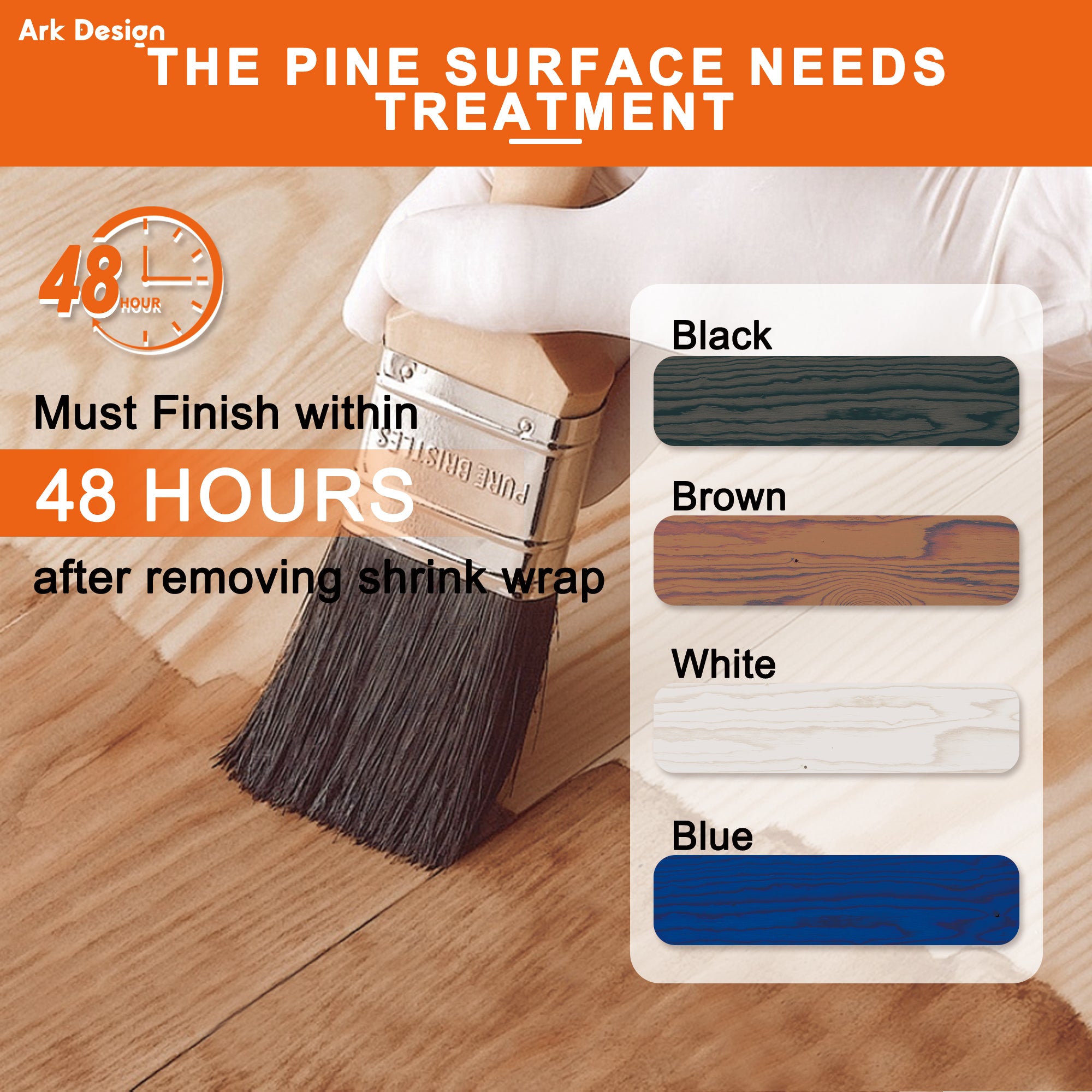 Ark Design Unfinished Solid Core Pine Wood 3-Lite Tempered Frosted Glass Interior Door Slab with/without Prehung Kit