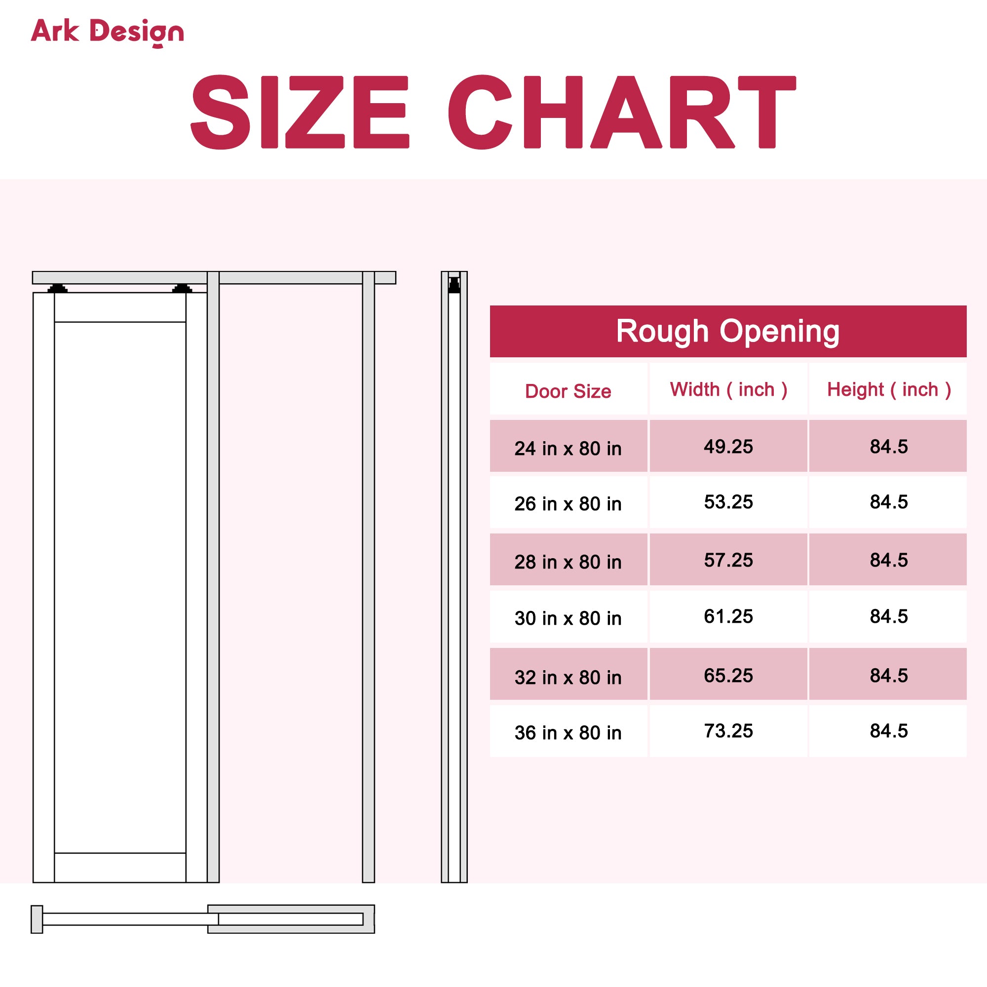 Ark Design Molded 6 Lite Panel Pocket Door with Hardware Kit & Soft Close & Frame, Solid Core MDF Wood & Paint-grade Finished, White