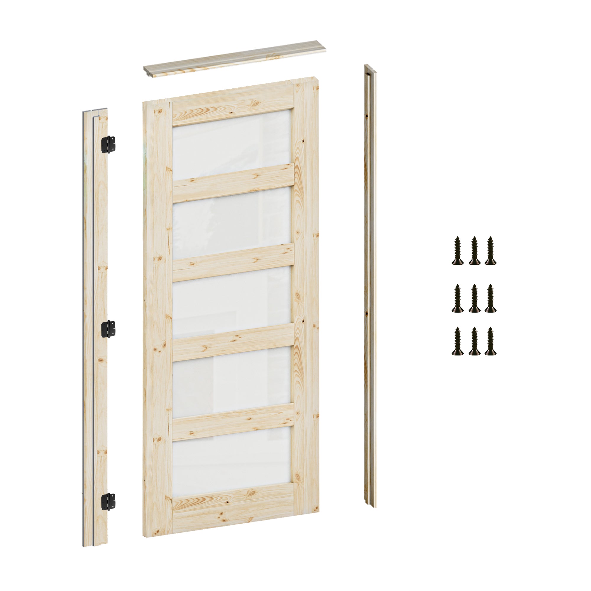 Prehung Jamb for 80" High Slab, Black Hardware - Left Handed (Unfinished Pine Wood)