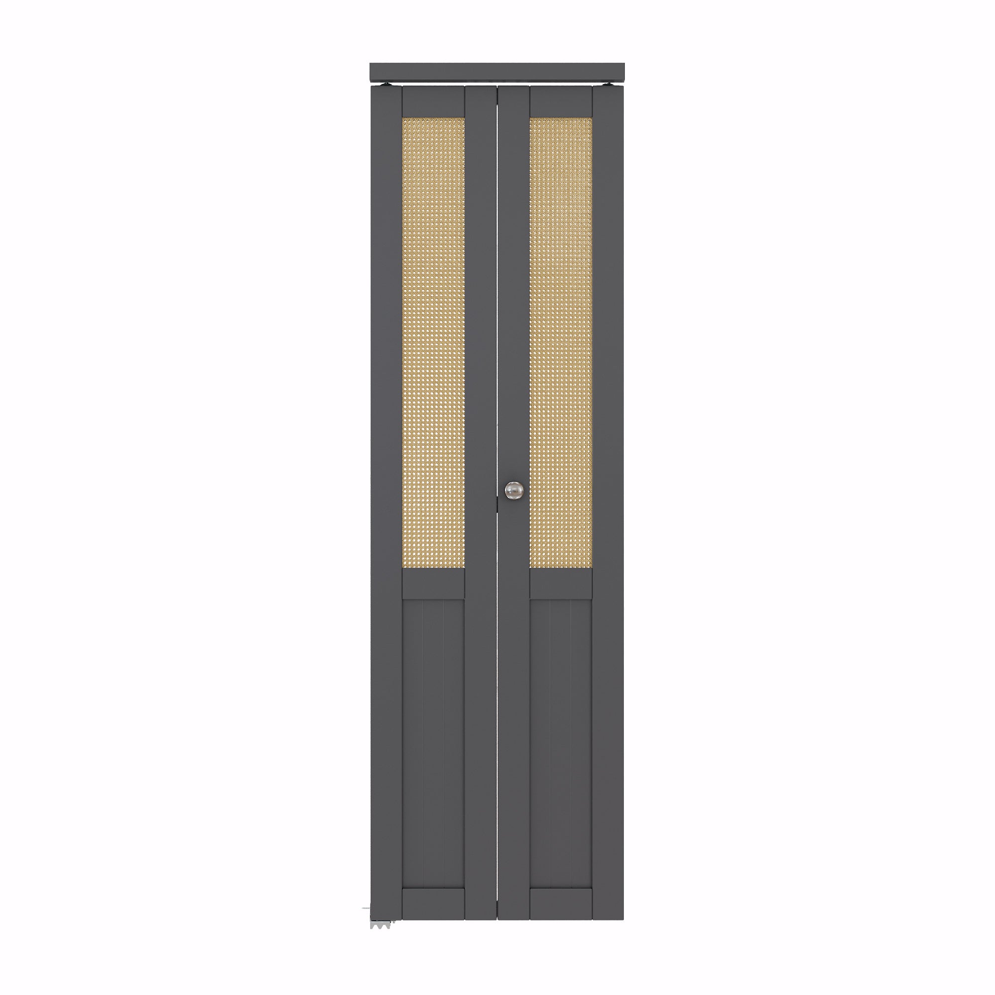 Ark Design Half-Lite Rattan Closet Pivot Door with Hardware Kit & Knob, Solid Core MDF Wood & Prefinished & Paintable Surface, Black